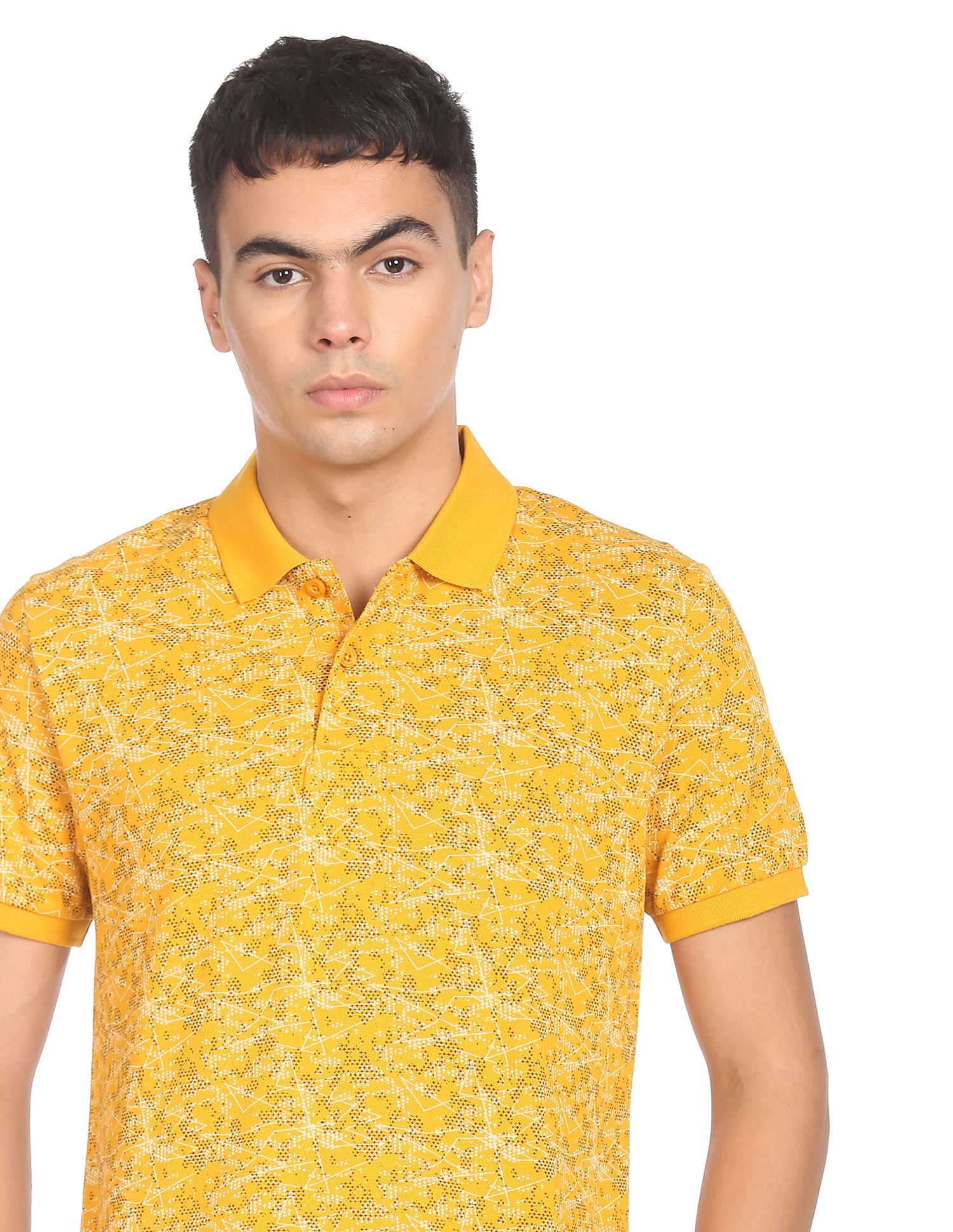 Flying Machine All Over Abstract Print Cotton Polo Shirt