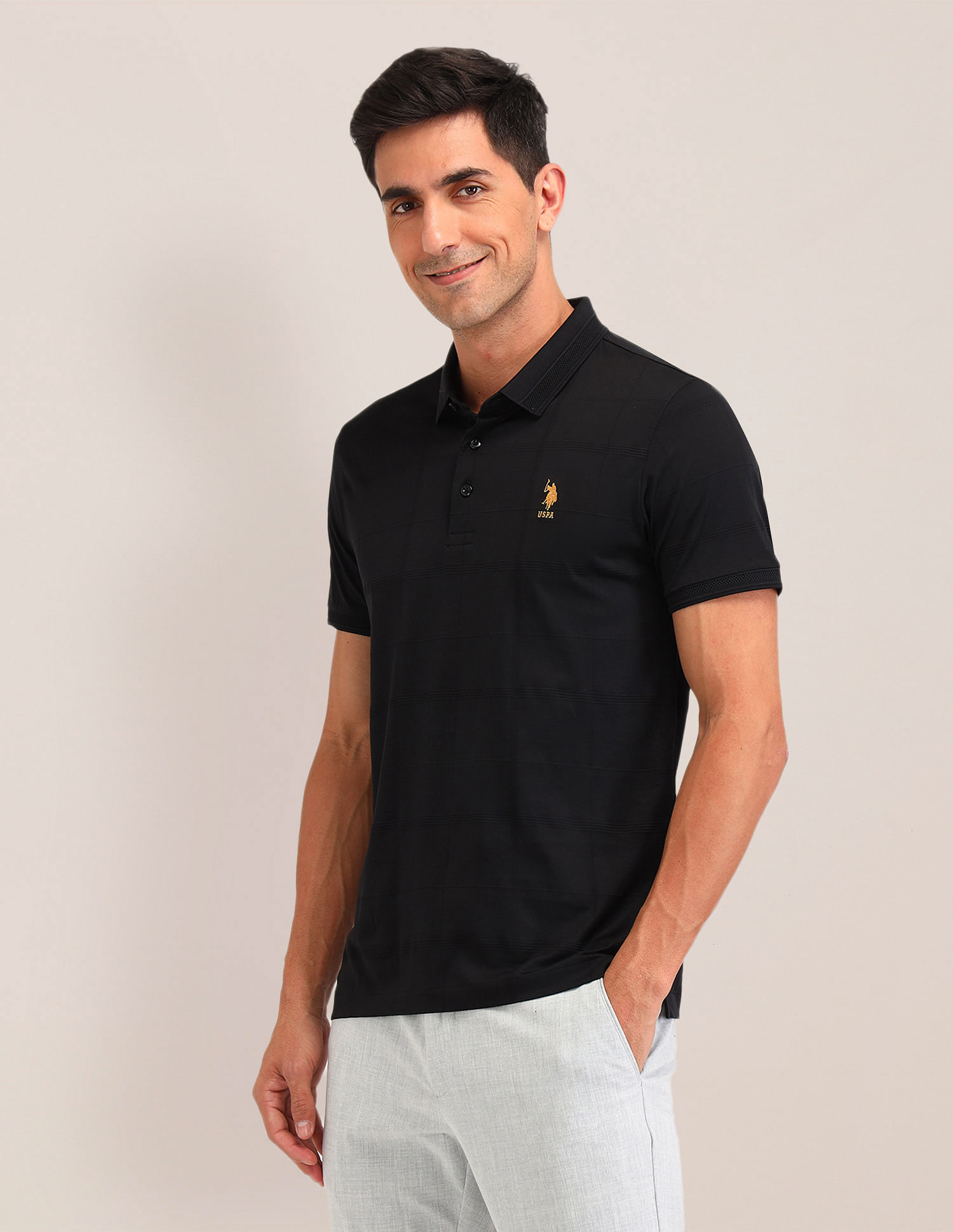 U.S. Polo Assn. Checked Slim Fit Polo Shirt