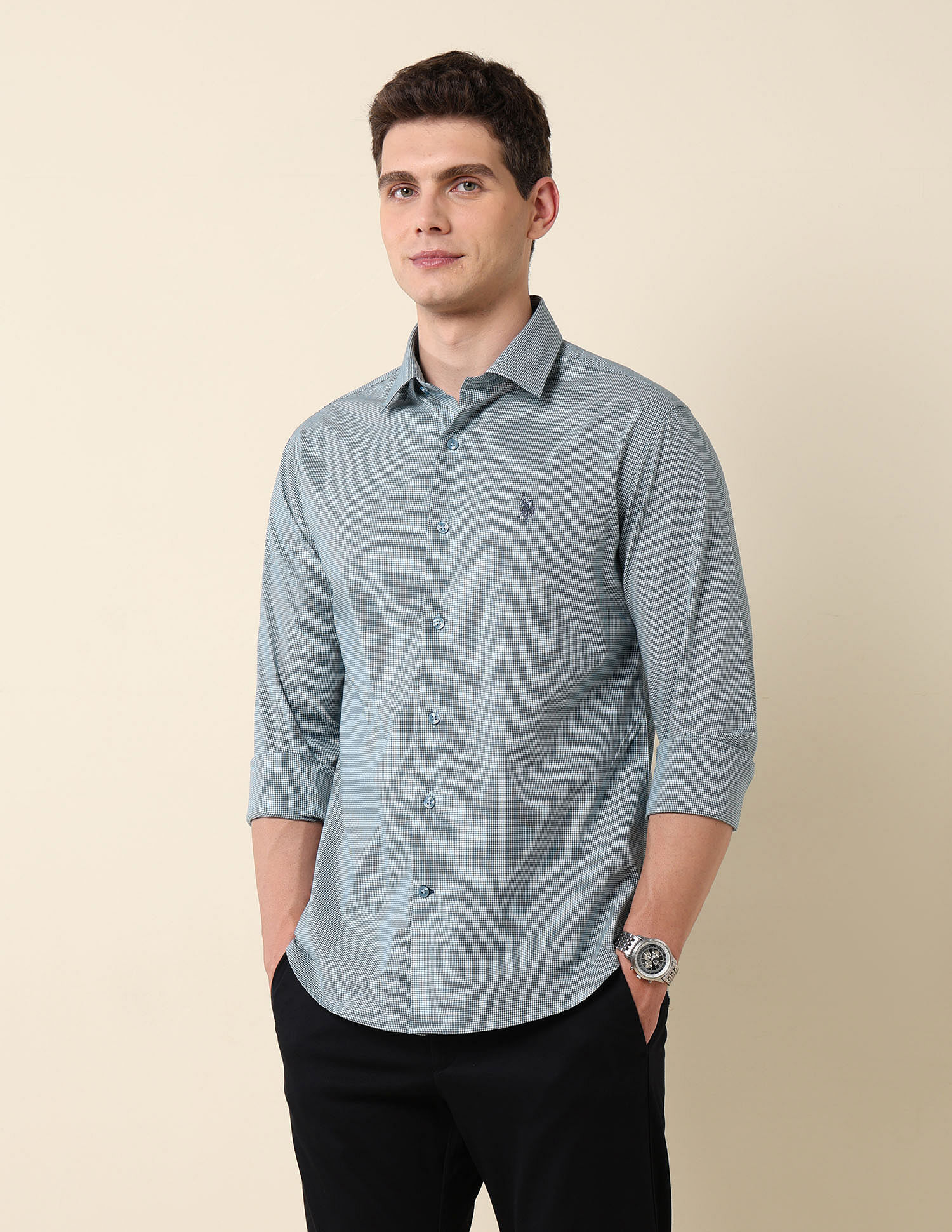 U.S. Polo Assn. Micro Checked Tailored Fit Shirt