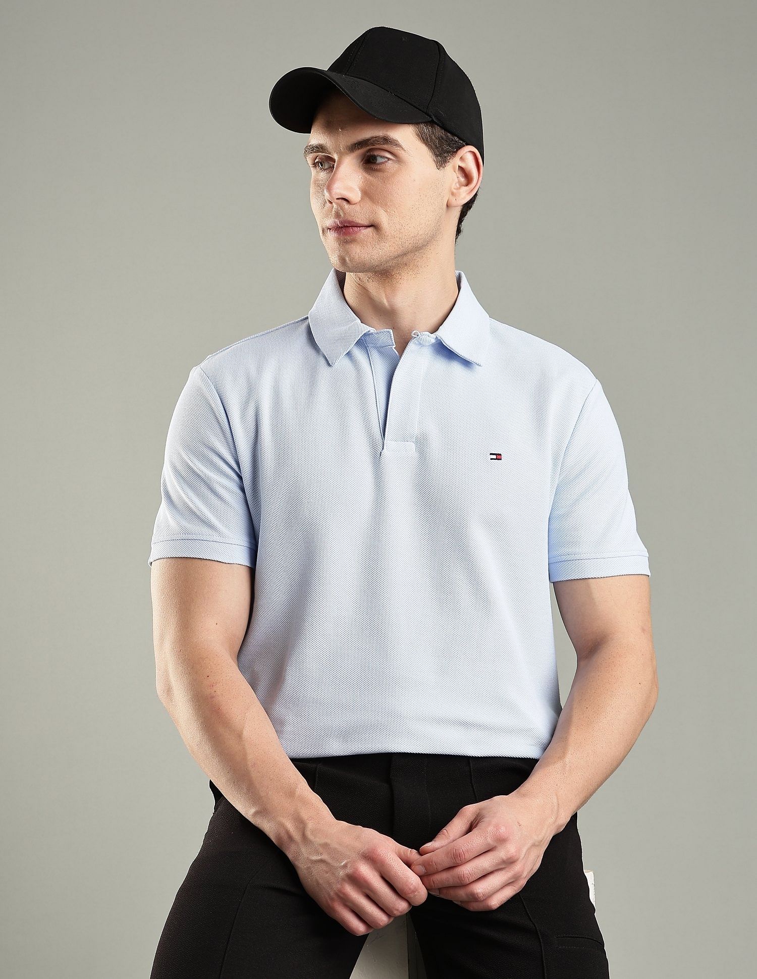 Tommy Hilfiger Solid Regular-Fit Cotton Polo T-Shirt