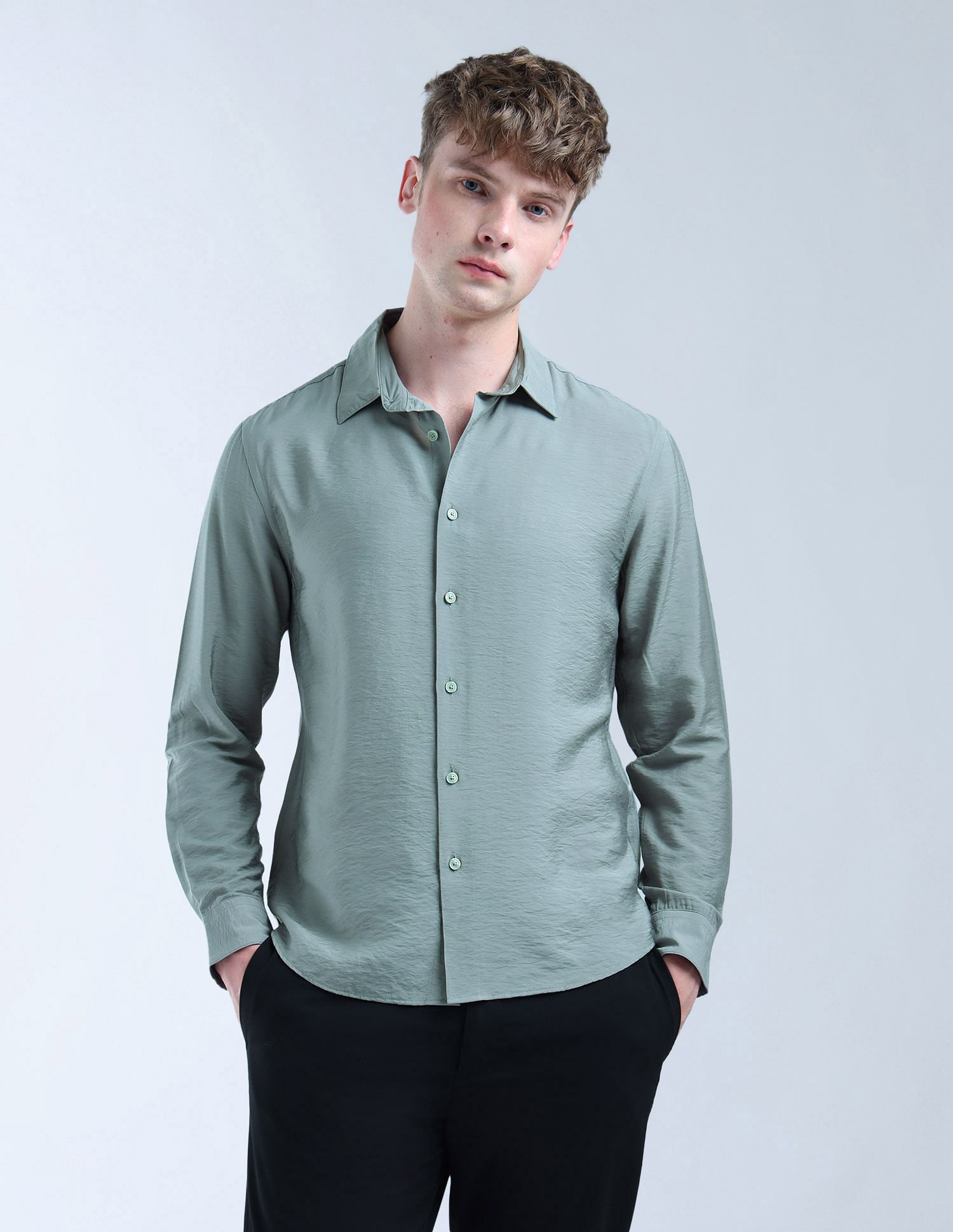 Flying Machine Solid Regular Fit Digitopia Shirt
