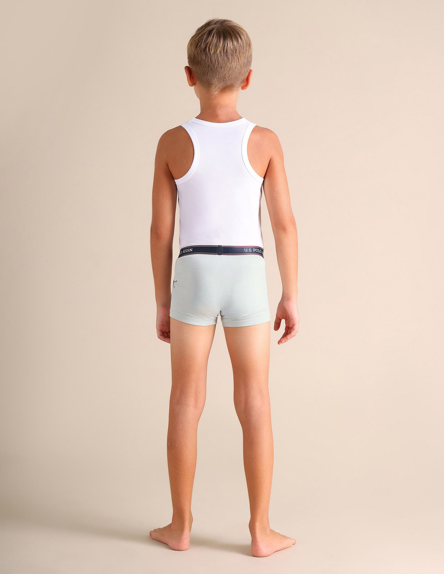 USPA Innerwear Boys Solid Cotton Spandex EKT03 Trunks - Pack Of 2