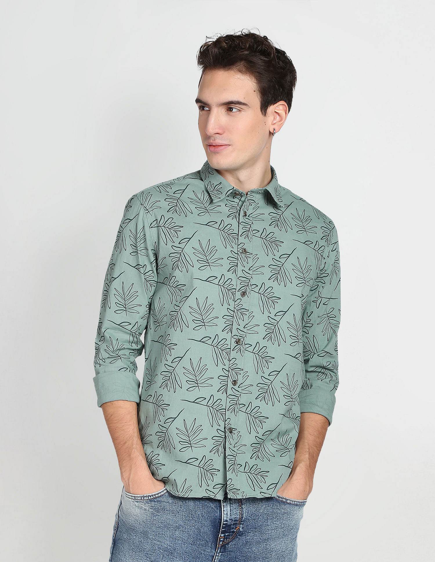 Flying Machine Floral Print Cotton Shirt