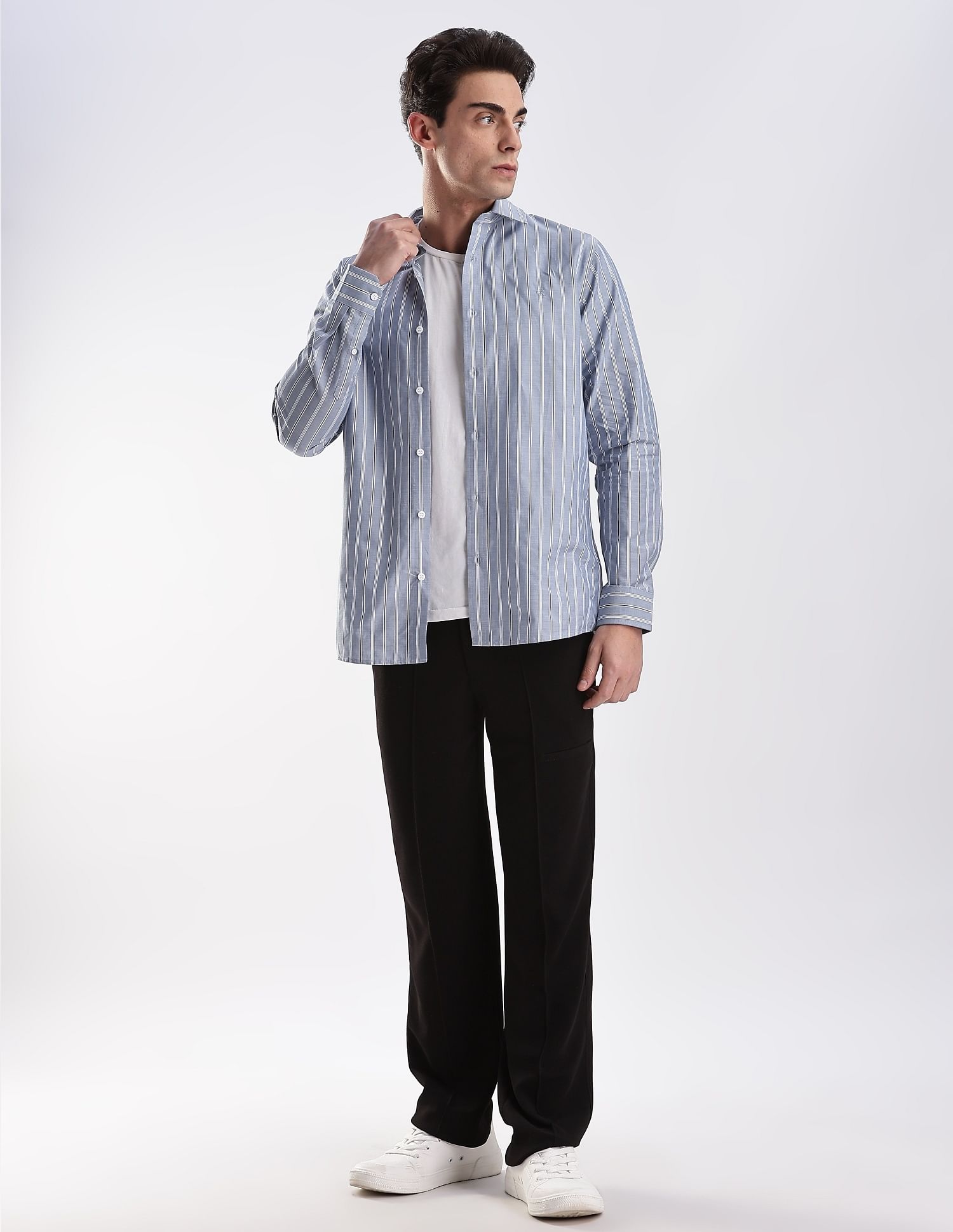 Calvin Klein Jeans Vertical Stripes Slim Fit Dobby Woven Shirt