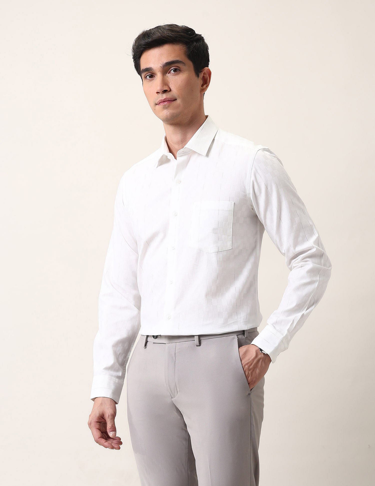 Arrow Manhattan Slim Fit Textured Ceremonial Shirt