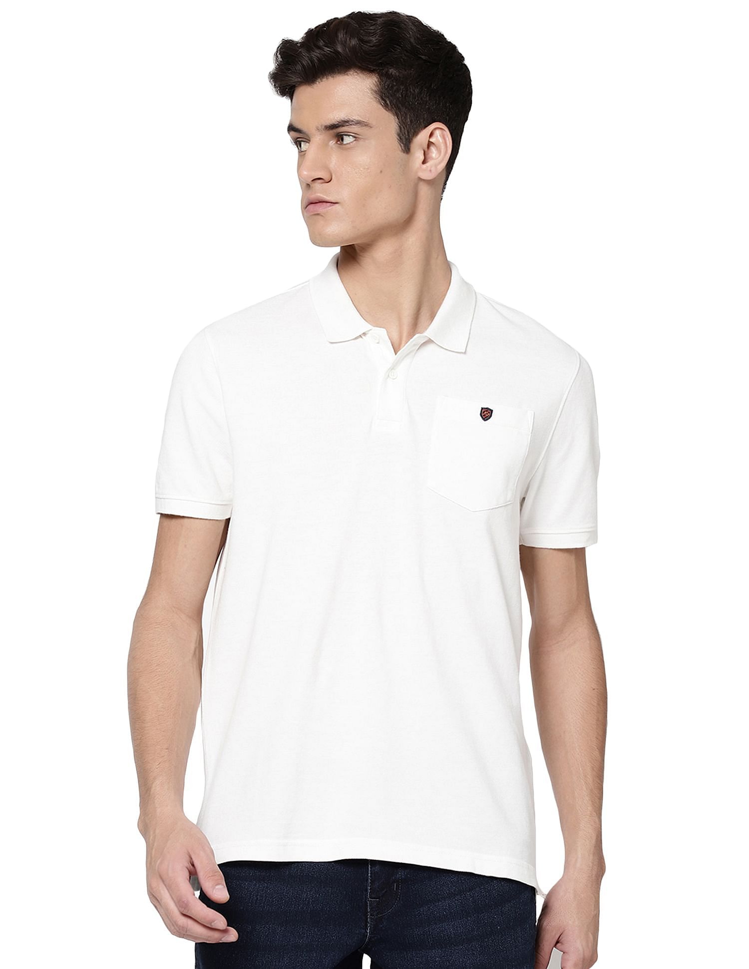 AD by Arvind Cotton Solid Polo Shirt