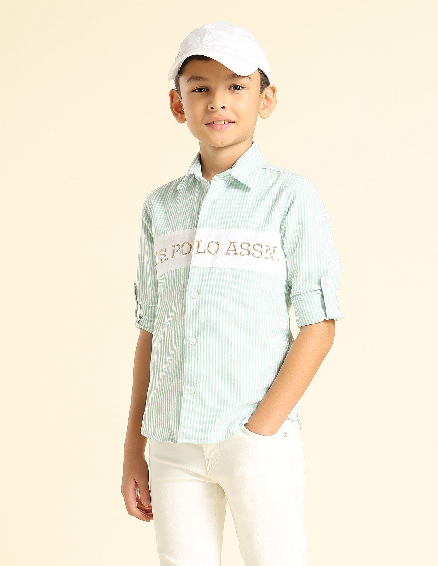 U.S. Polo Assn. Kids Boys Vertical Striped Regular Fit Shirt