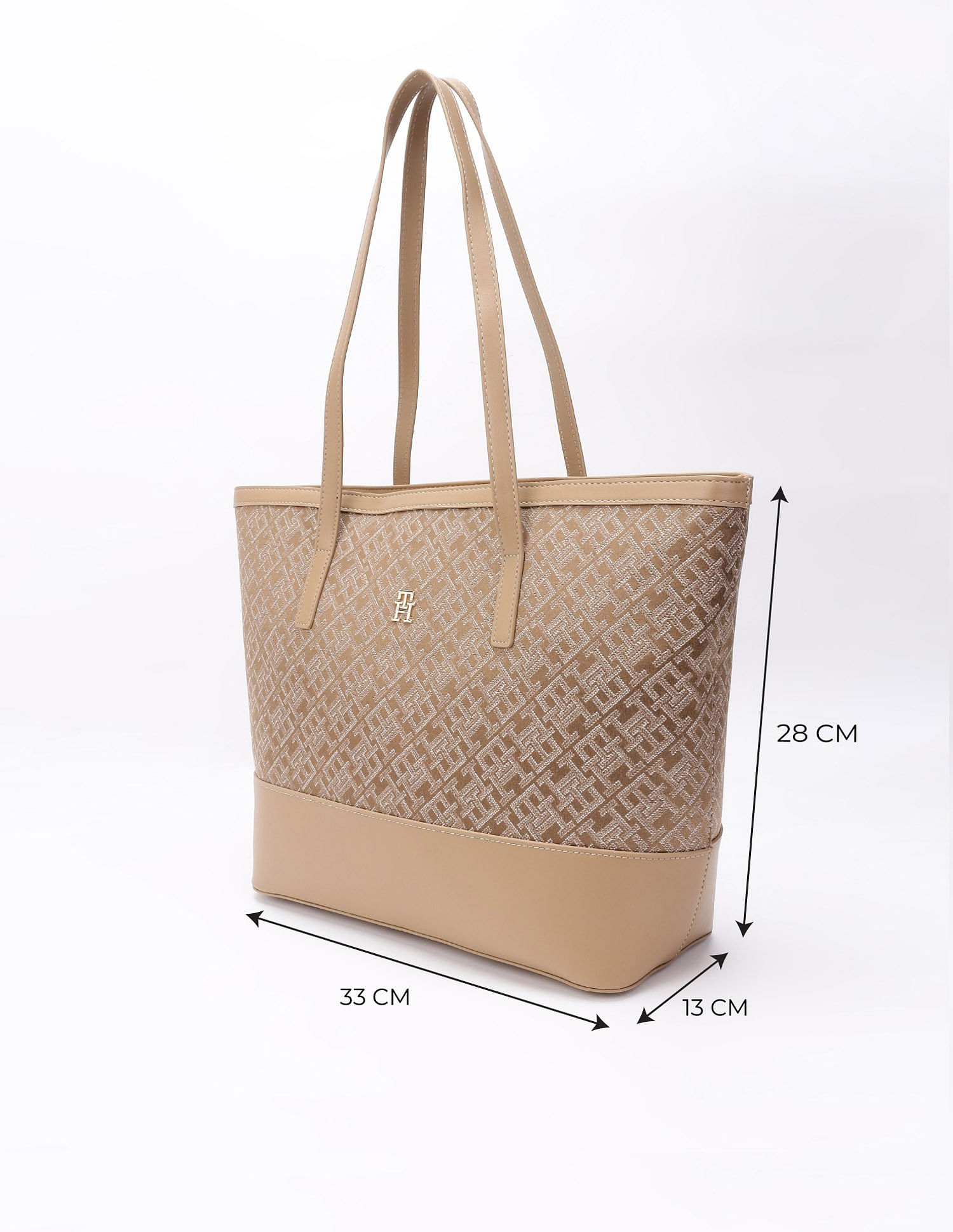 Tommy Hilfiger Logo Khaki Polyester Tote Bag