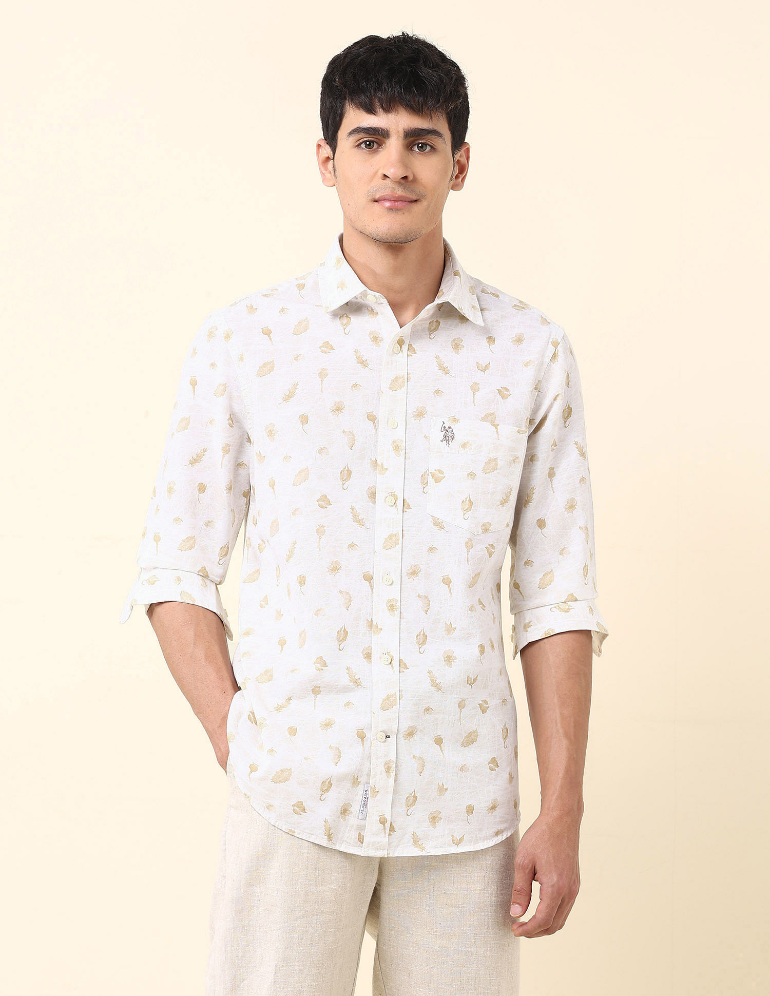 U.S. Polo Assn. Tropical Printed Pure Cotton Shirt