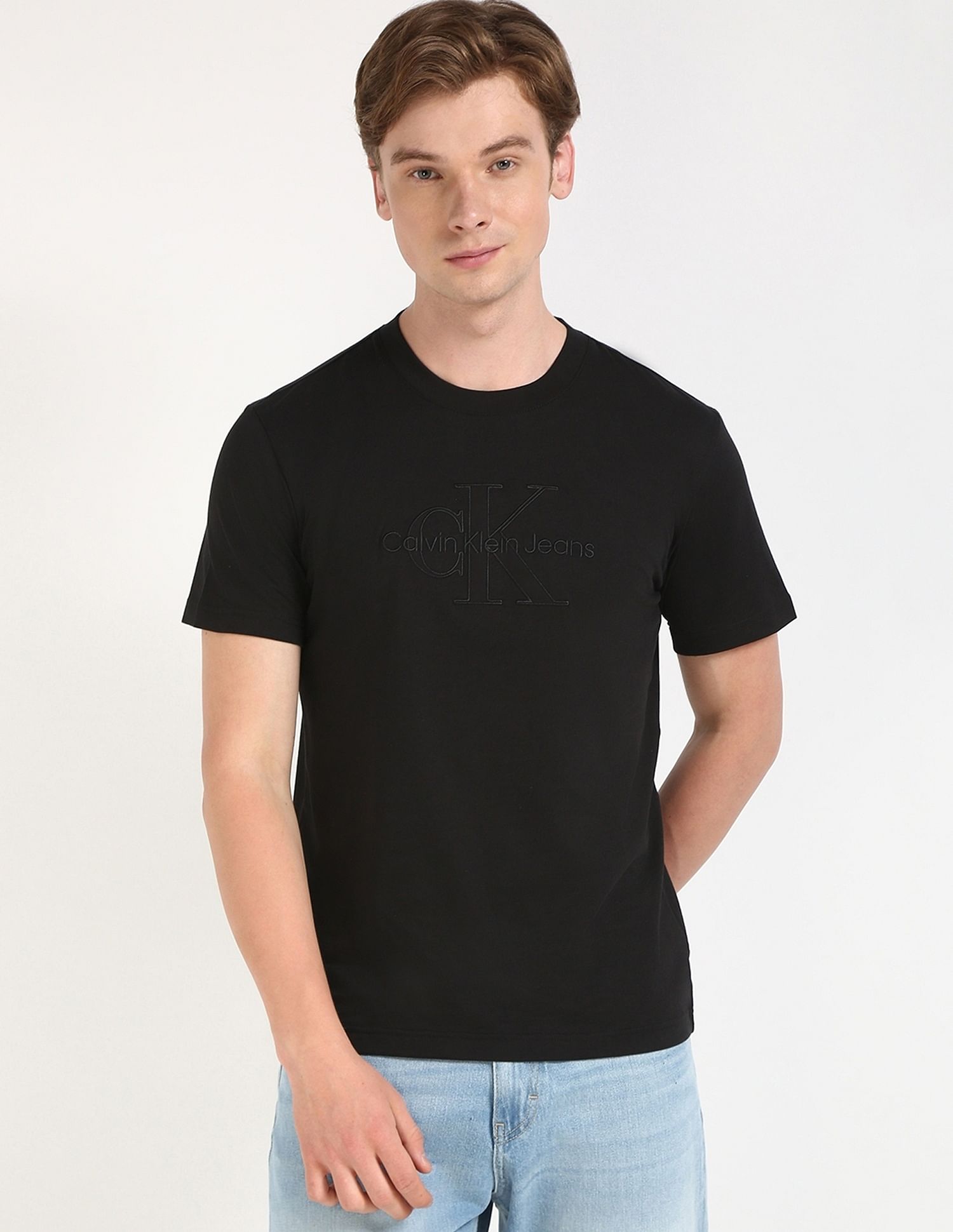 Calvin Klein Jeans Embroidered Logo Regular-Fit Cotton T Shirt