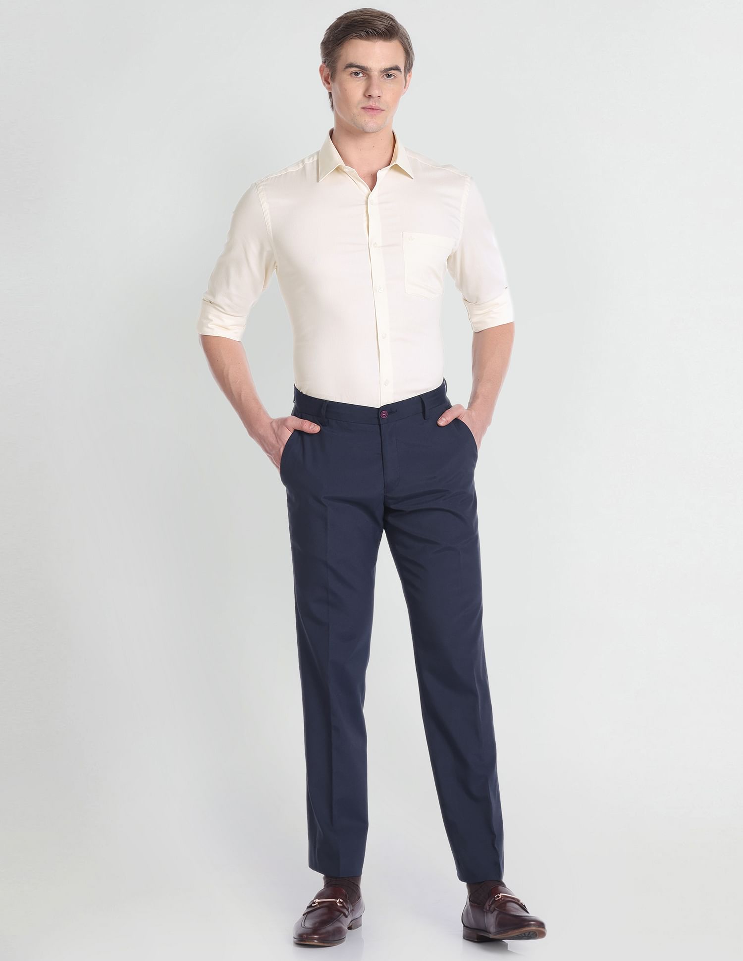 Arrow Cutaway Collar Self Design Shirt