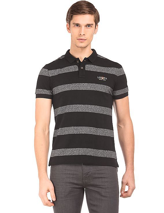 U.S. Polo Assn. Denim Co. Striped Muscle Fit Polo Shirt