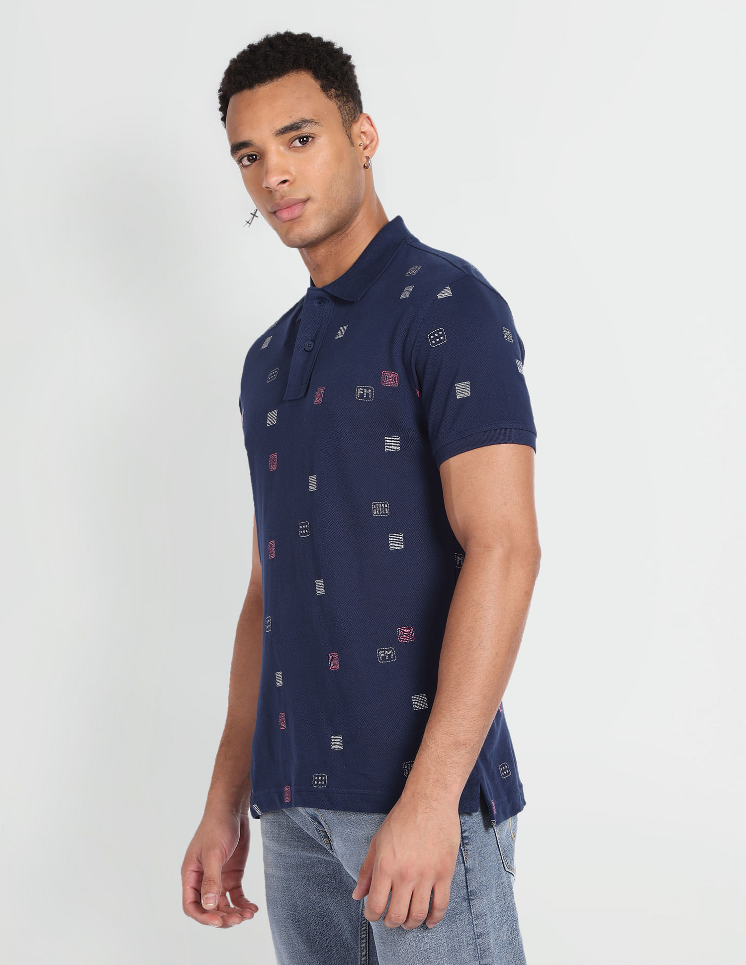 Flying Machine Embroidered Cotton Polo Shirt
