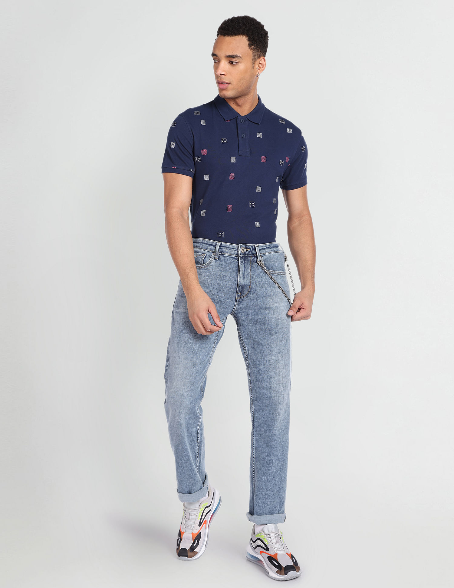 Flying Machine Embroidered Cotton Polo Shirt