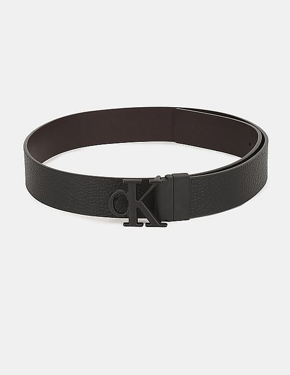 Calvin Klein Women's Retro Monogram Logo Plaque Reversible Belt