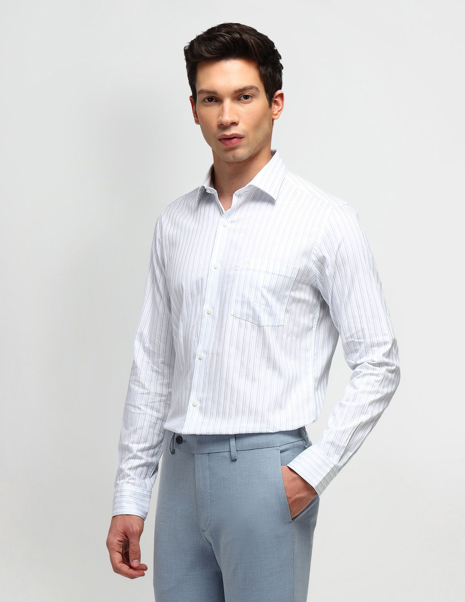 Arrow Slim Fit Vertical Striped Shirt