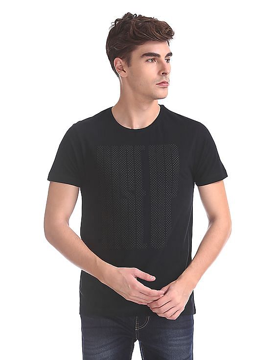 Flying Machine Regular Fit Textured T-Shirt