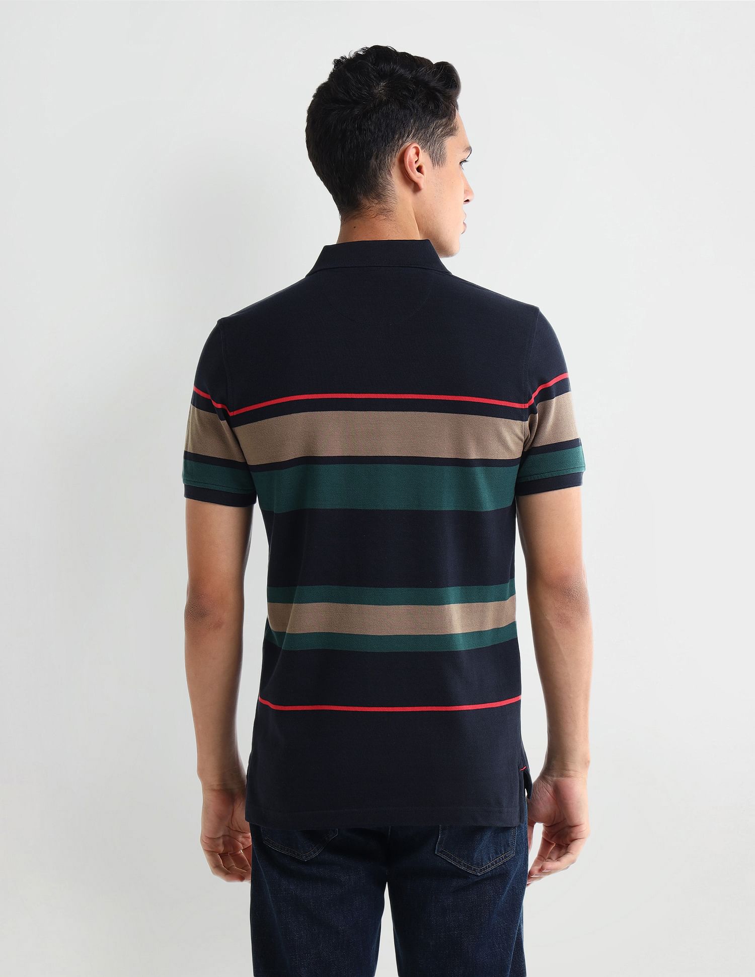 Arrow Sport Dynamax Horizontal Striped Regular Polo Shirt