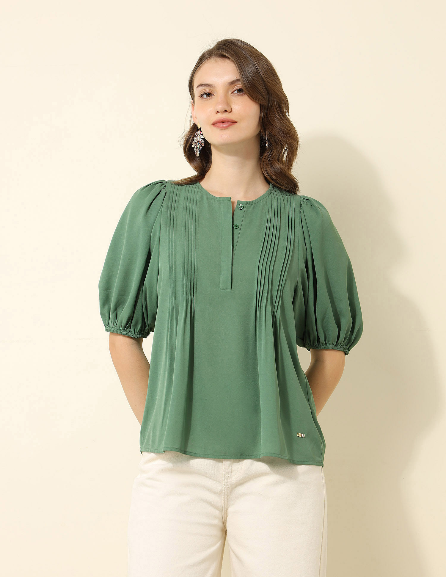 U.S. Polo Assn. Women Pintucked Regular Fit Top