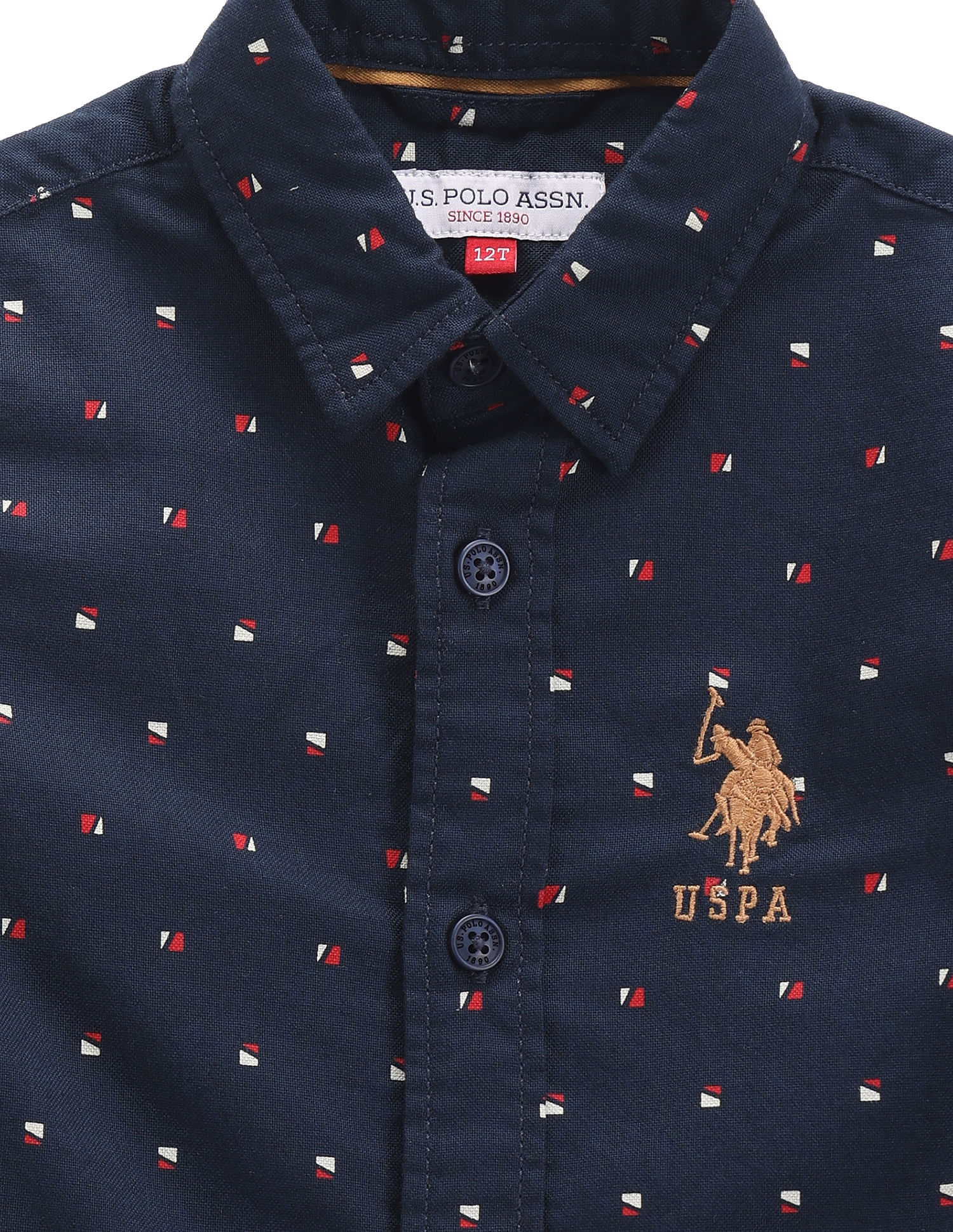U.S. Polo Assn. Kids Boys Geometric Print Oxford Shirt