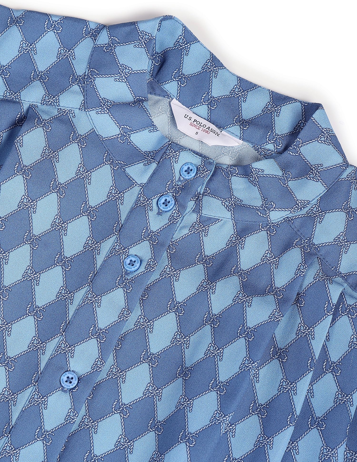 U.S. Polo Assn. Women Mock Neck Graphic Print Shirt