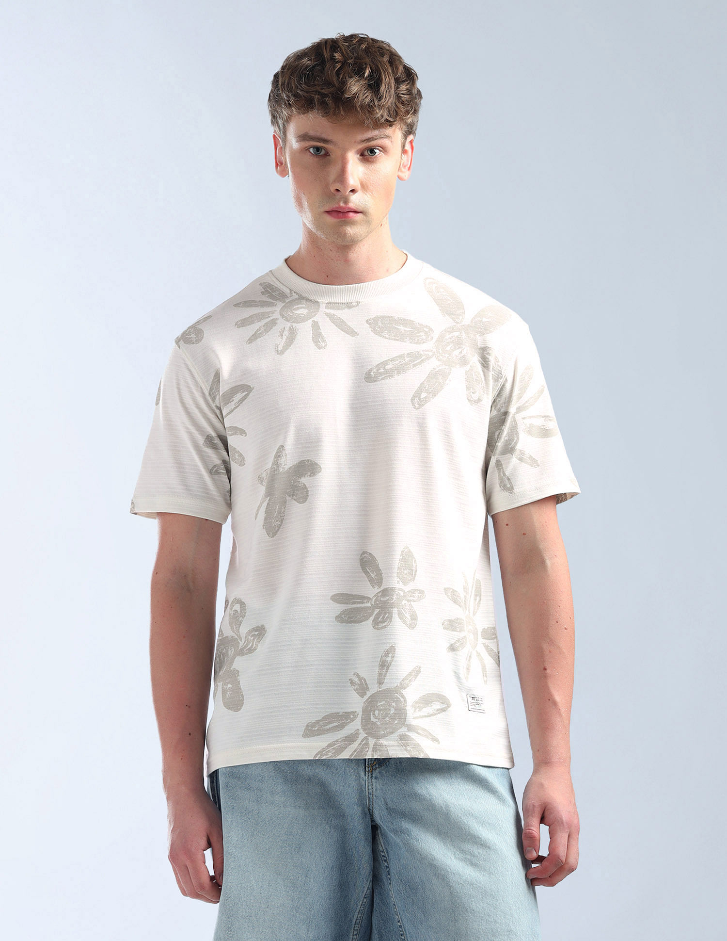 Flying Machine Floral Printed Relaxed Fit T-Shirt