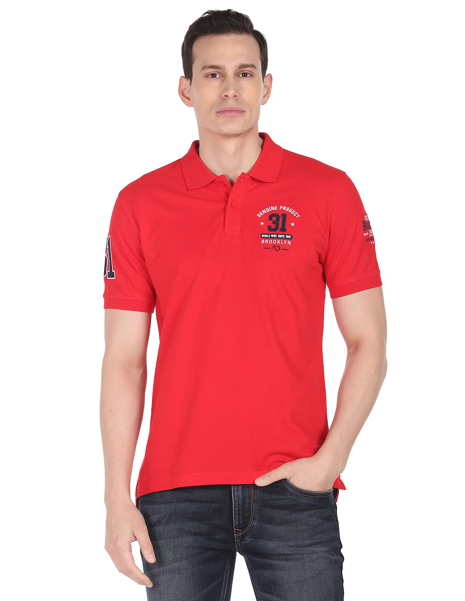 AD by Arvind Solid Sporty Polo Shirt