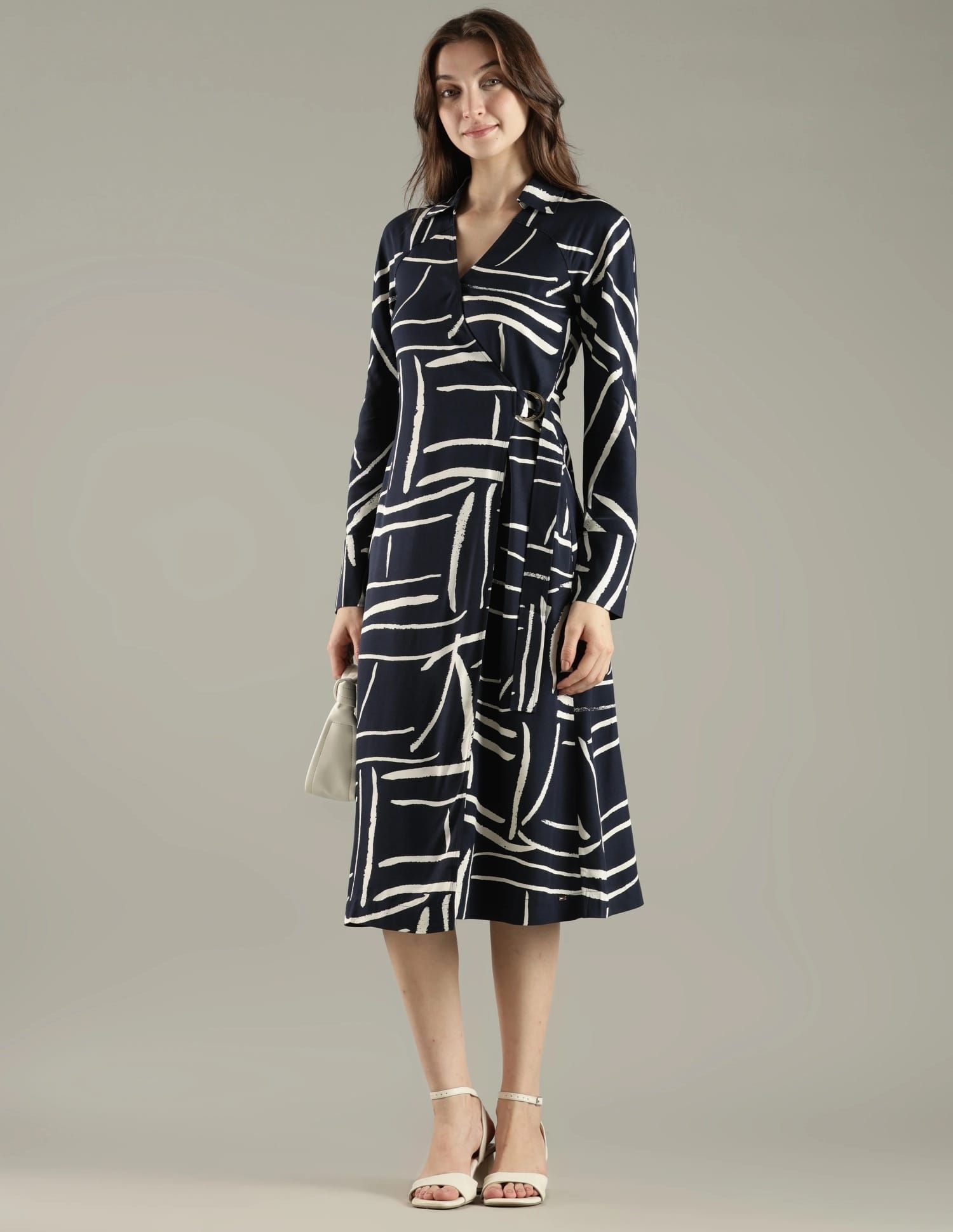 Buy Tommy Hilfiger Viscose V-Neck A-Line Dress