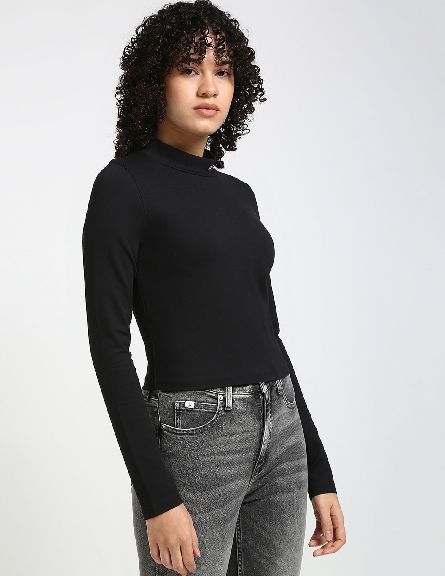 Calvin Klein Jeans Slim-Fit Viscose Mock Neck Top