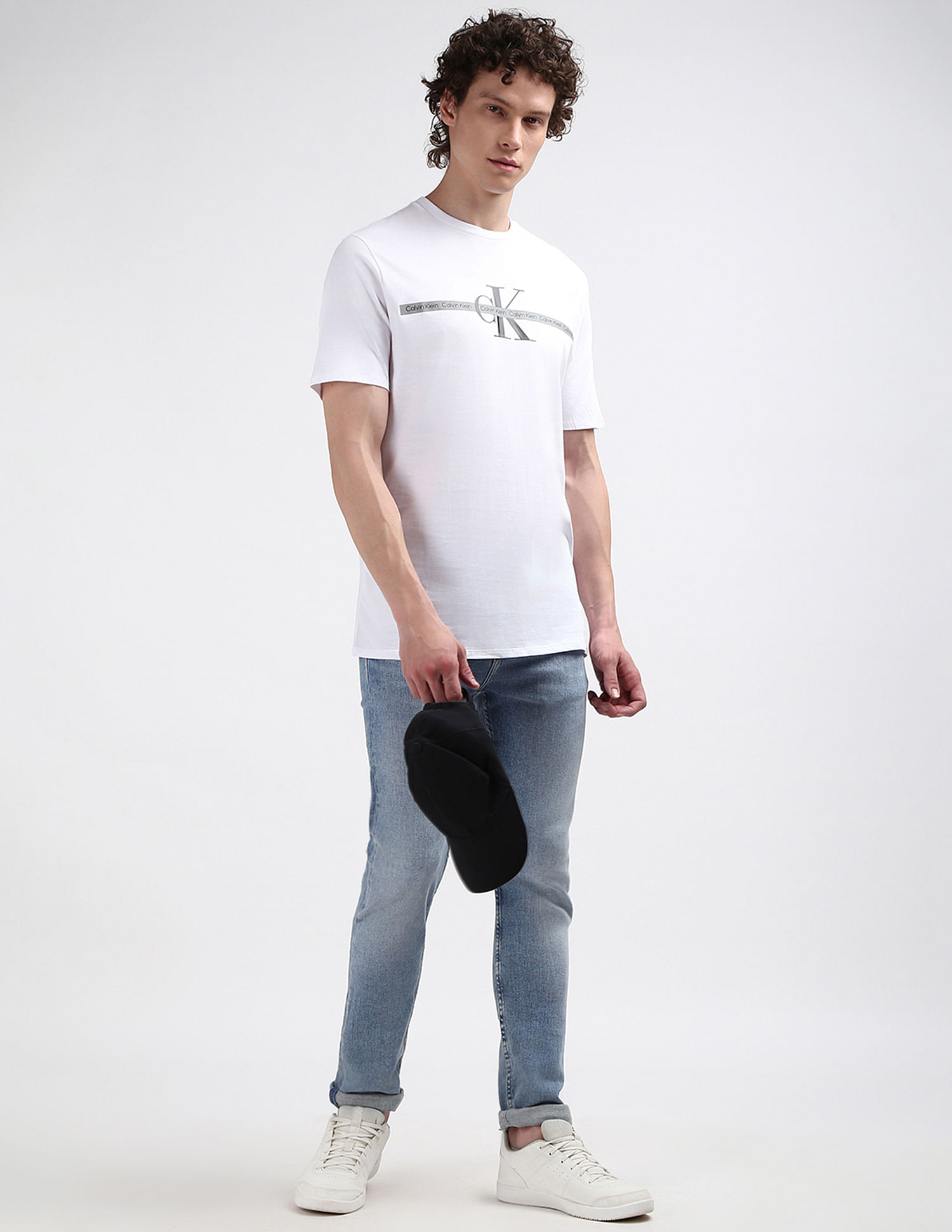 Calvin Klein Brand Print Cotton T-Shirt