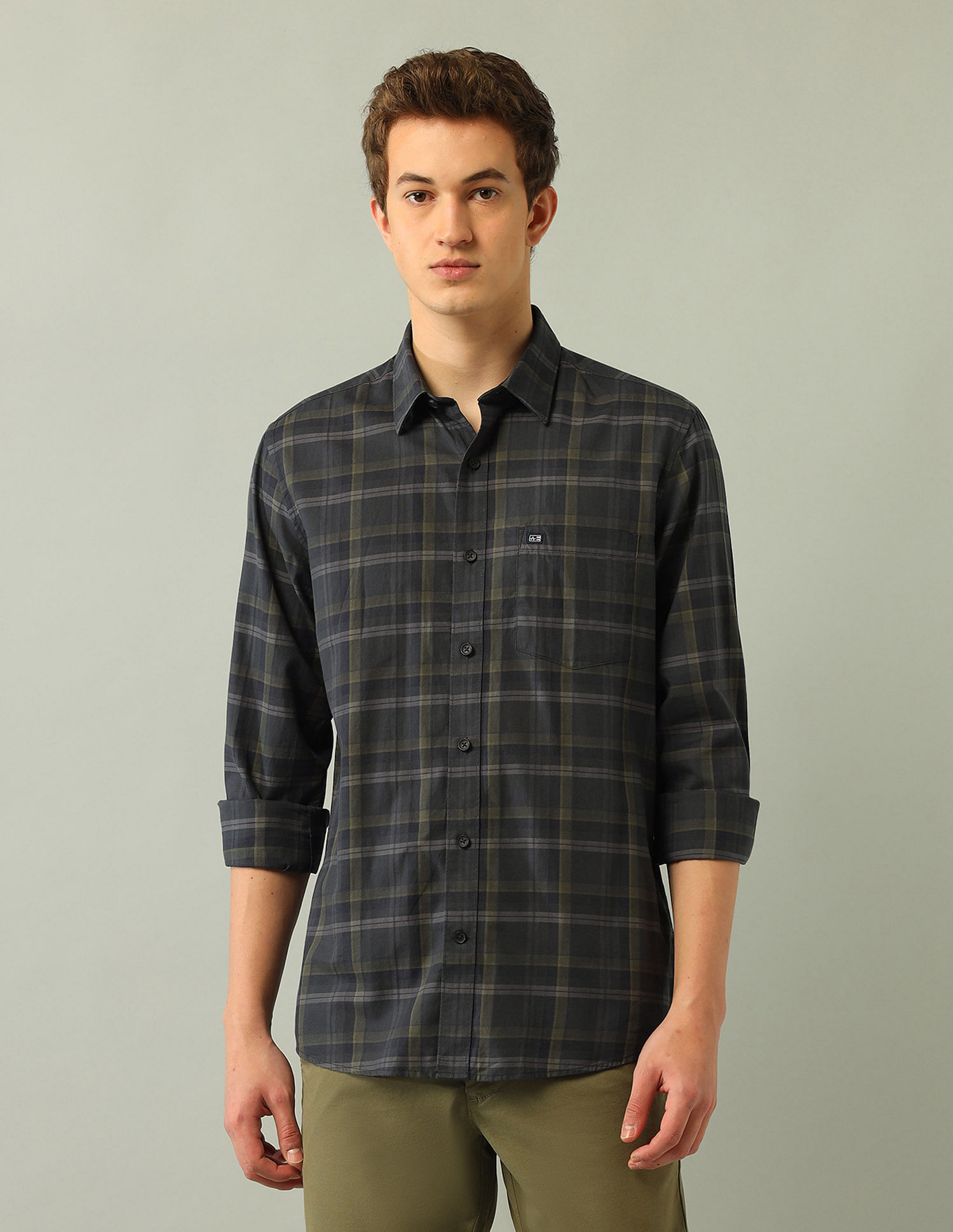 Arrow Sport Grid Tattersall Checked Regular Fit Shirt