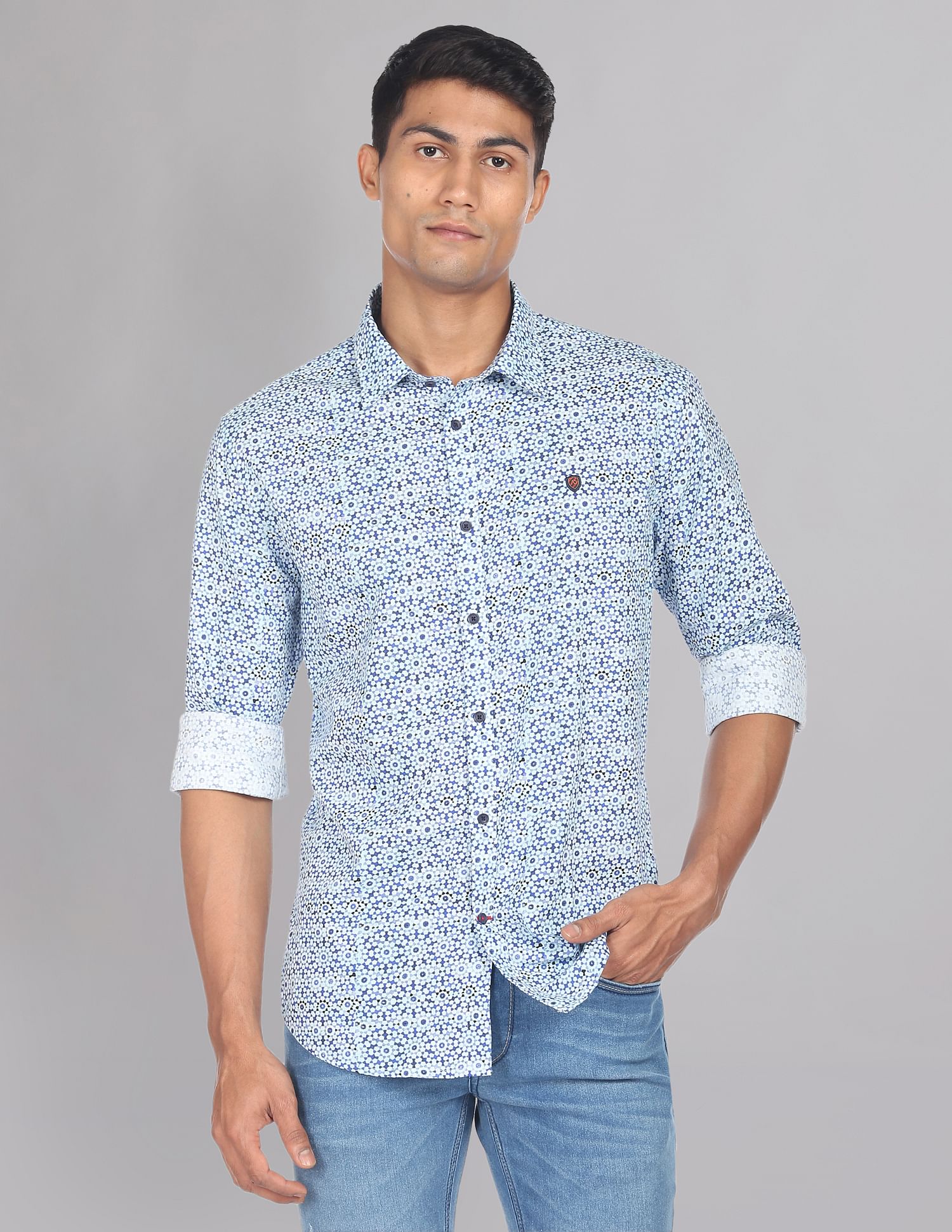 AD by Arvind Abstract Print Cotton Casual Shirt