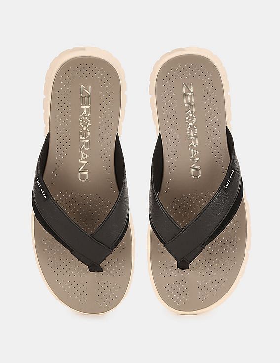 Buy Cole Haan Men Brown And Black ZEROGRAND Fold V Strap Flip Flops NNNOW