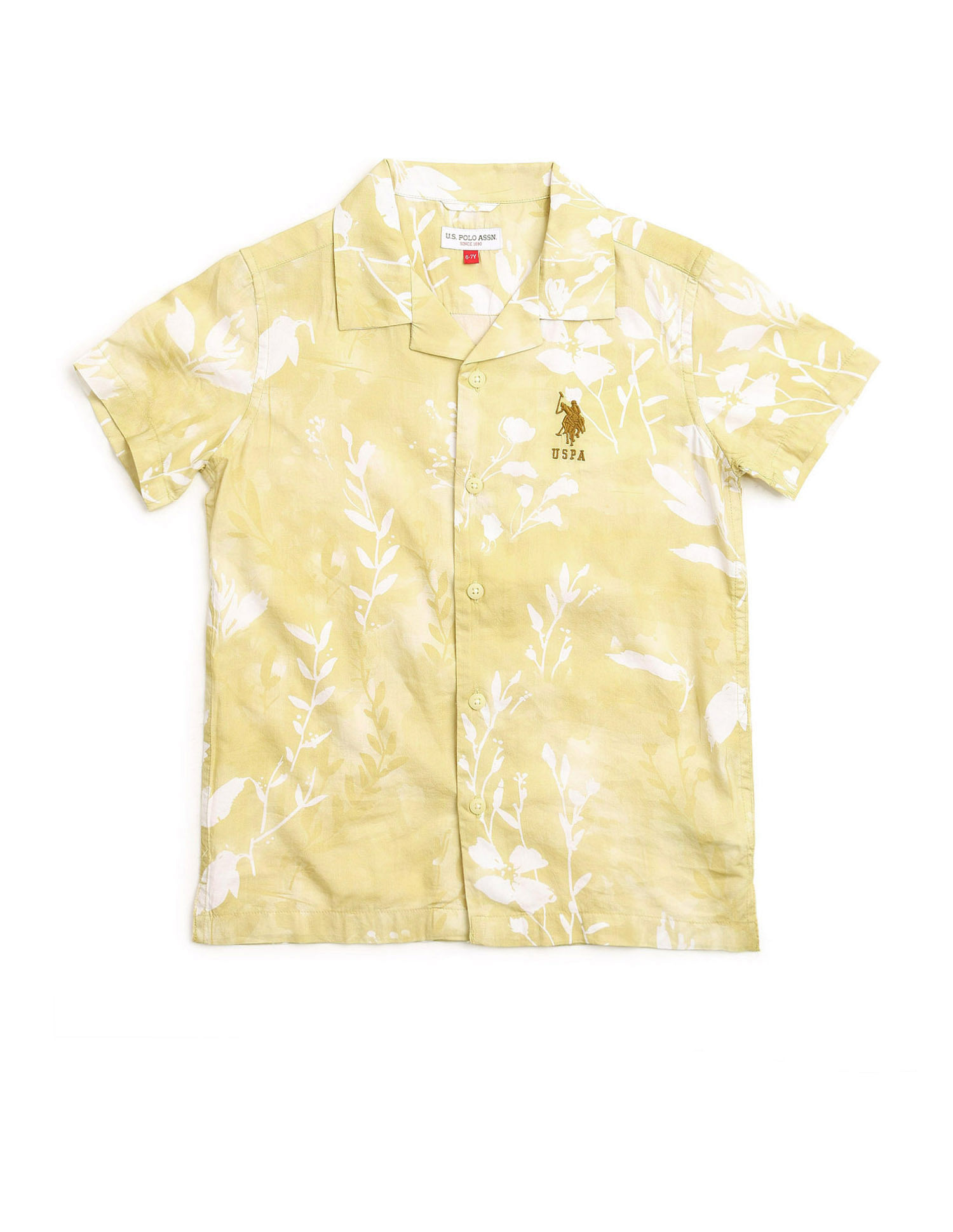 U.S. Polo Assn. Kids Boys Floral Printed Regular Fit Shirt