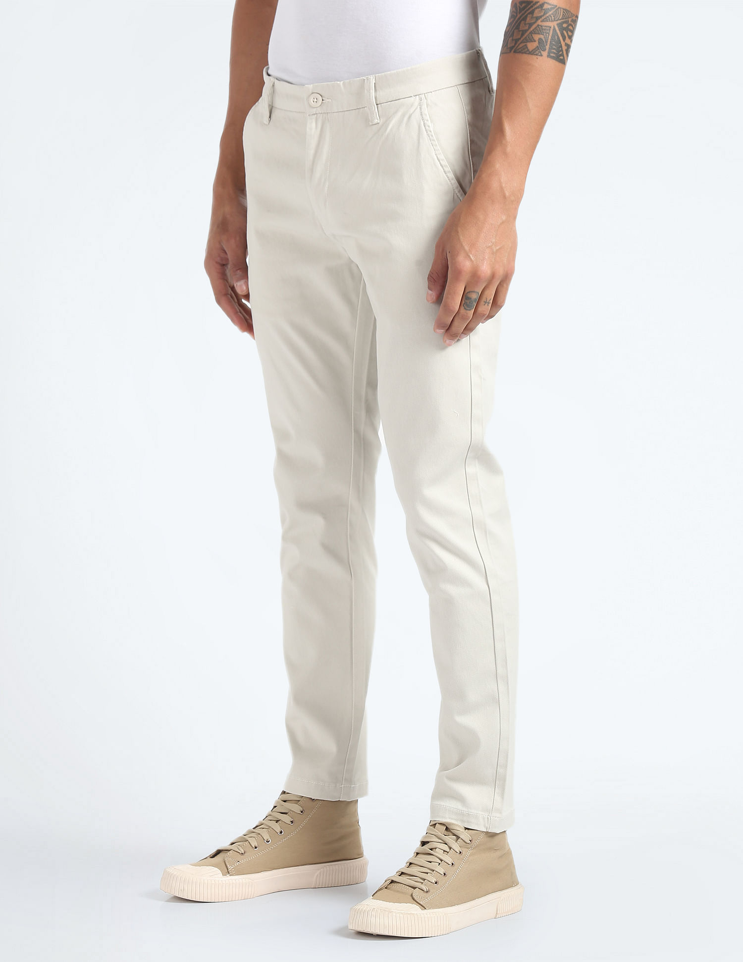 Flying Machine Slash Slim Tapered Fit Printed Trousers