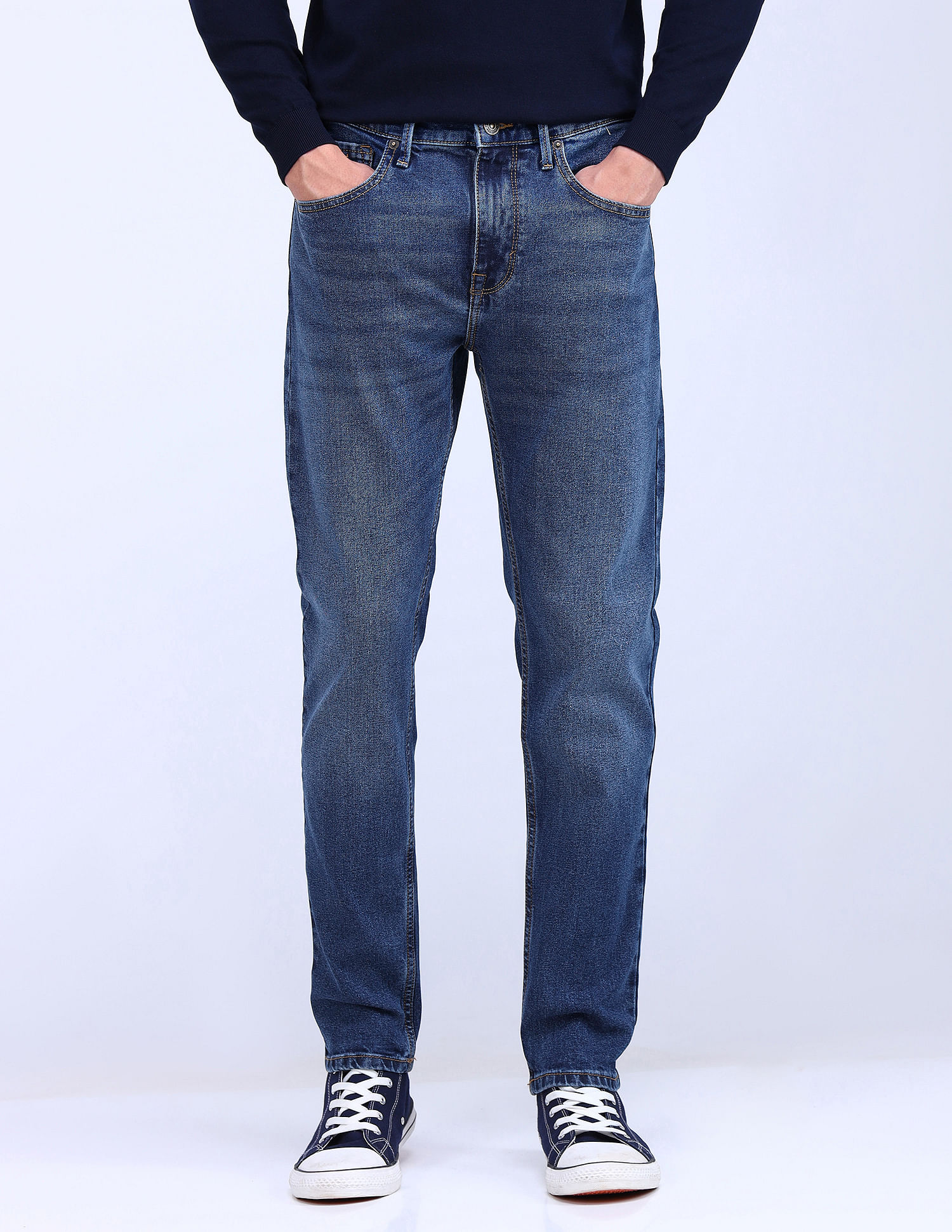 Flying Machine Slash Slim Tapered Stone Wash Jeans
