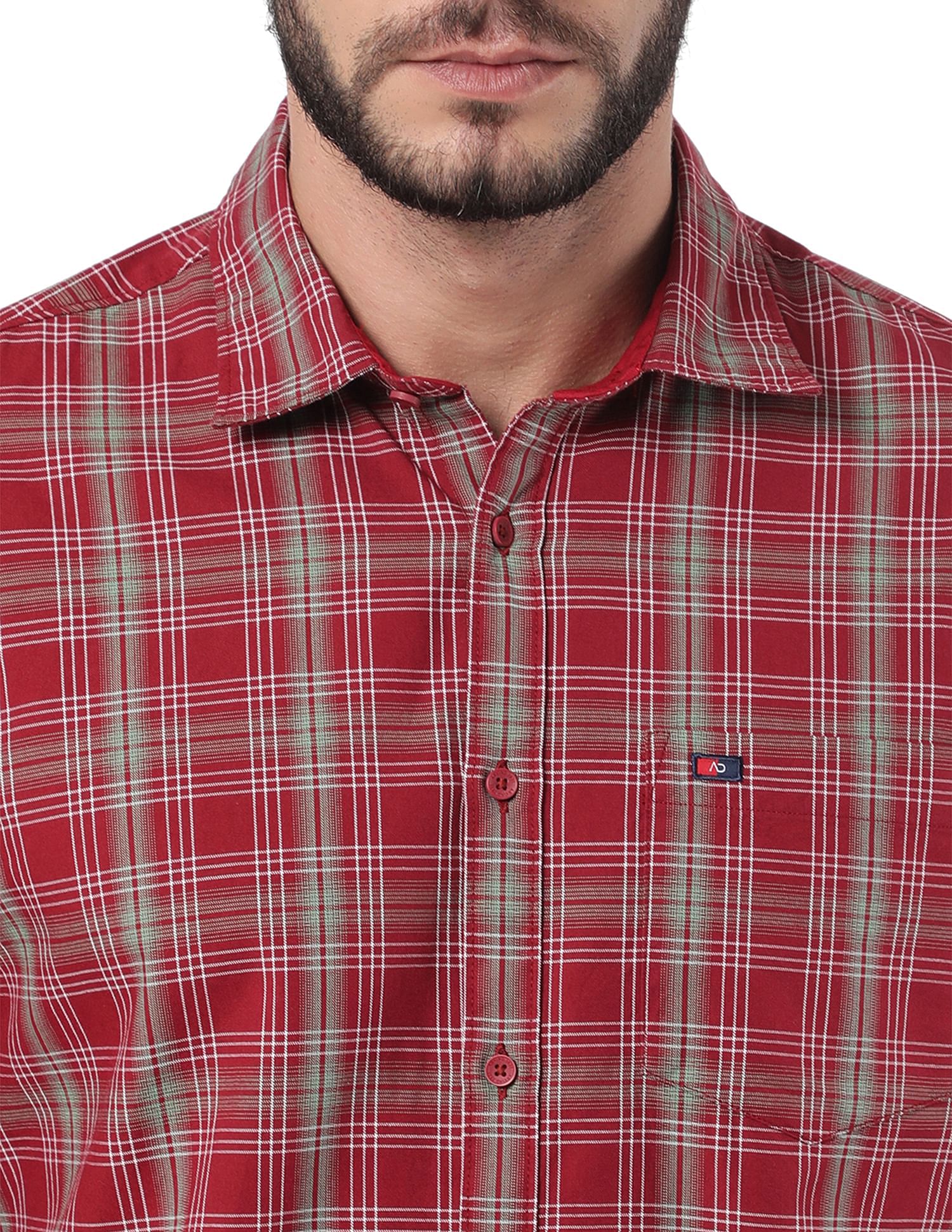 AD by Arvind Rounded Cuff Check Casual Shirt