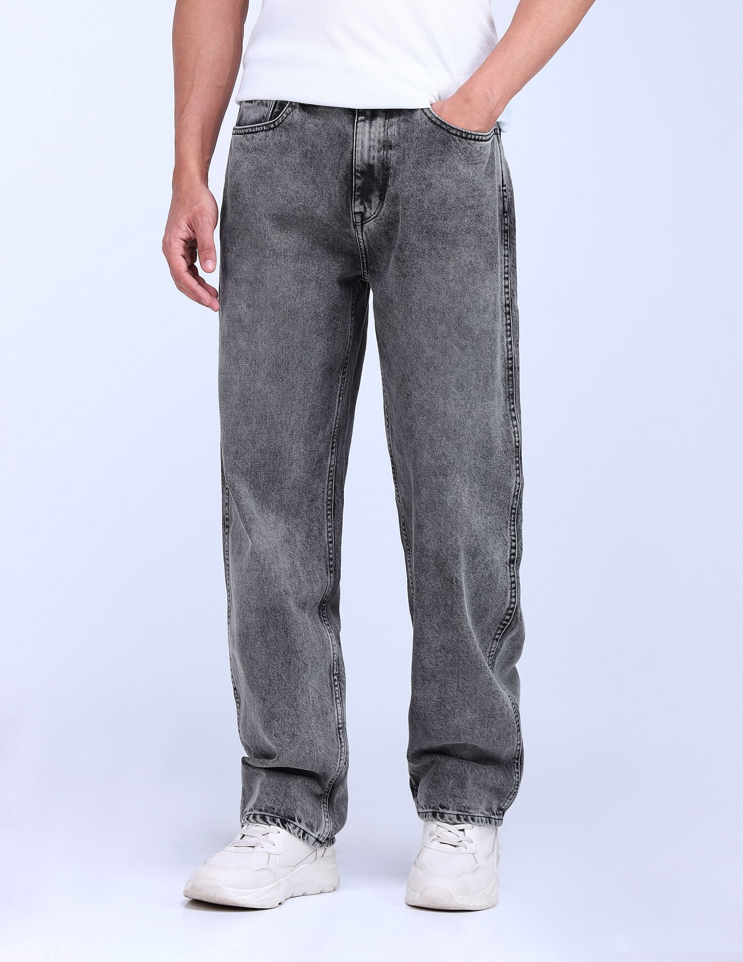 Flying Machine Cobain 90'S Loose Fit Stonewash Jeans