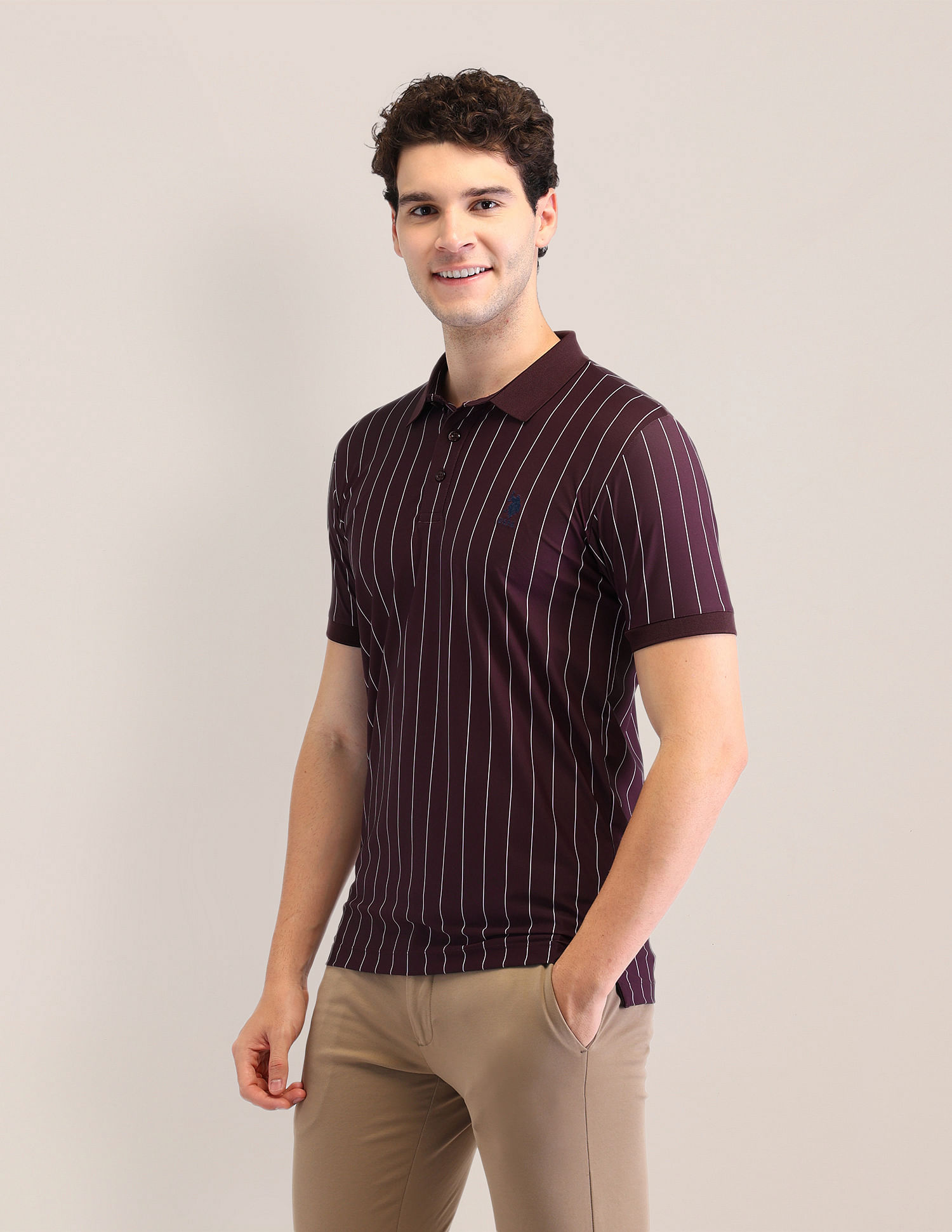 U.S. Polo Assn. Vertical Striped Slim Fit Polo Shirt