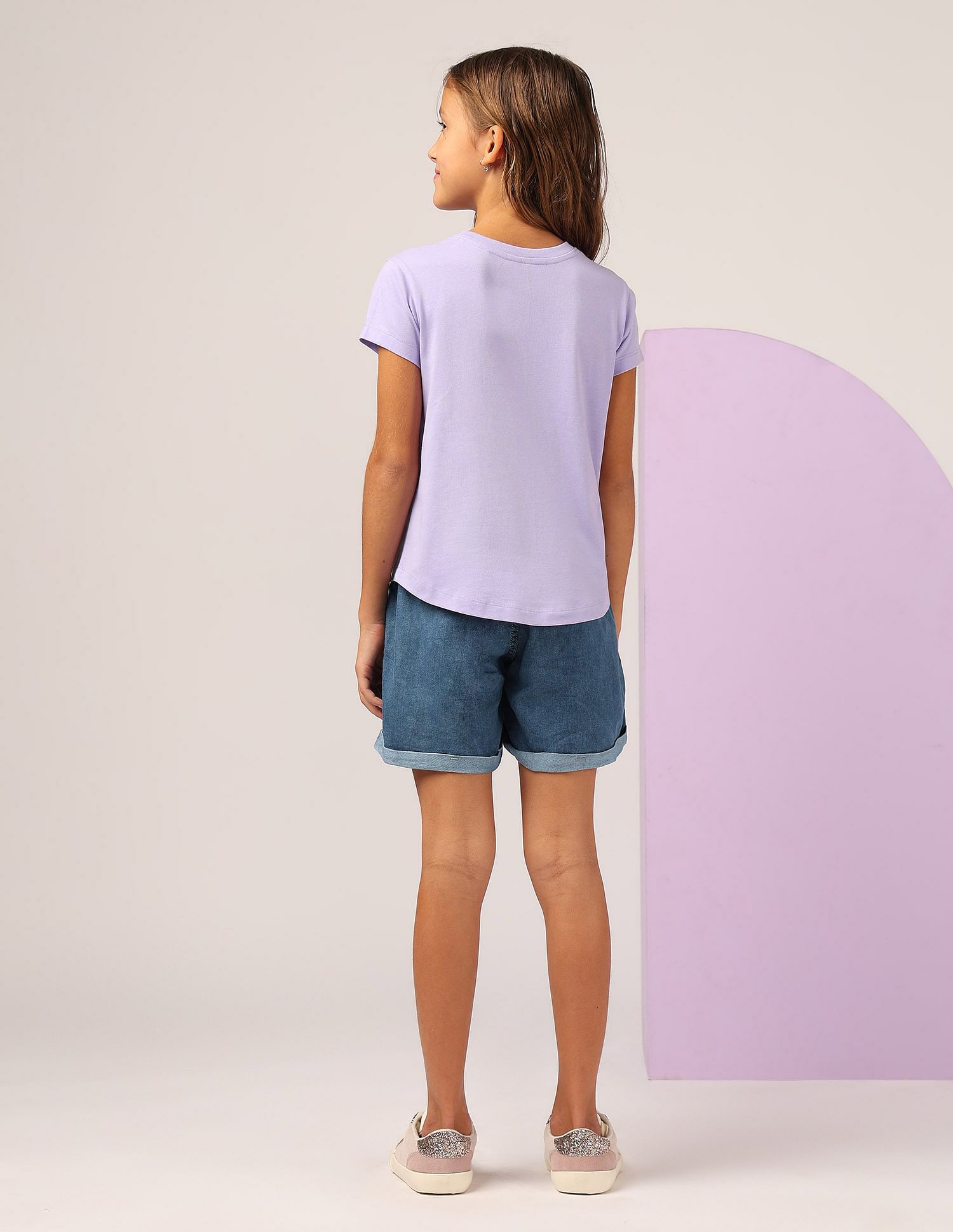 U.S. Polo Assn. Kids Girls Brand Printed Relaxed Fit T-Shirt