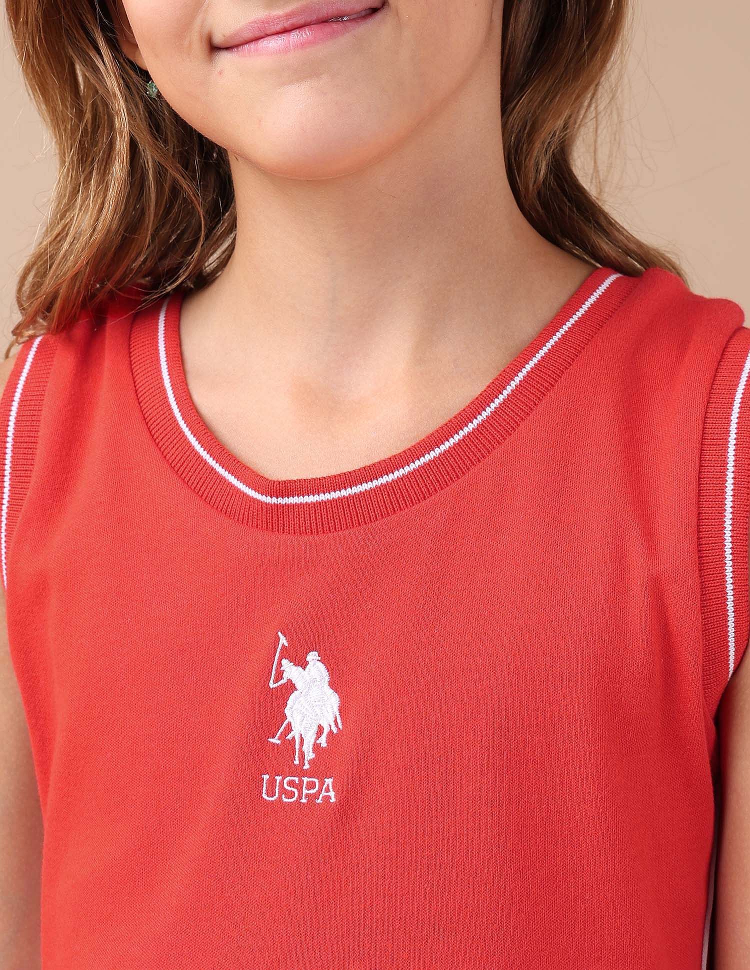U.S. Polo Assn. Kids Girls Solid Fit And Flare Dress