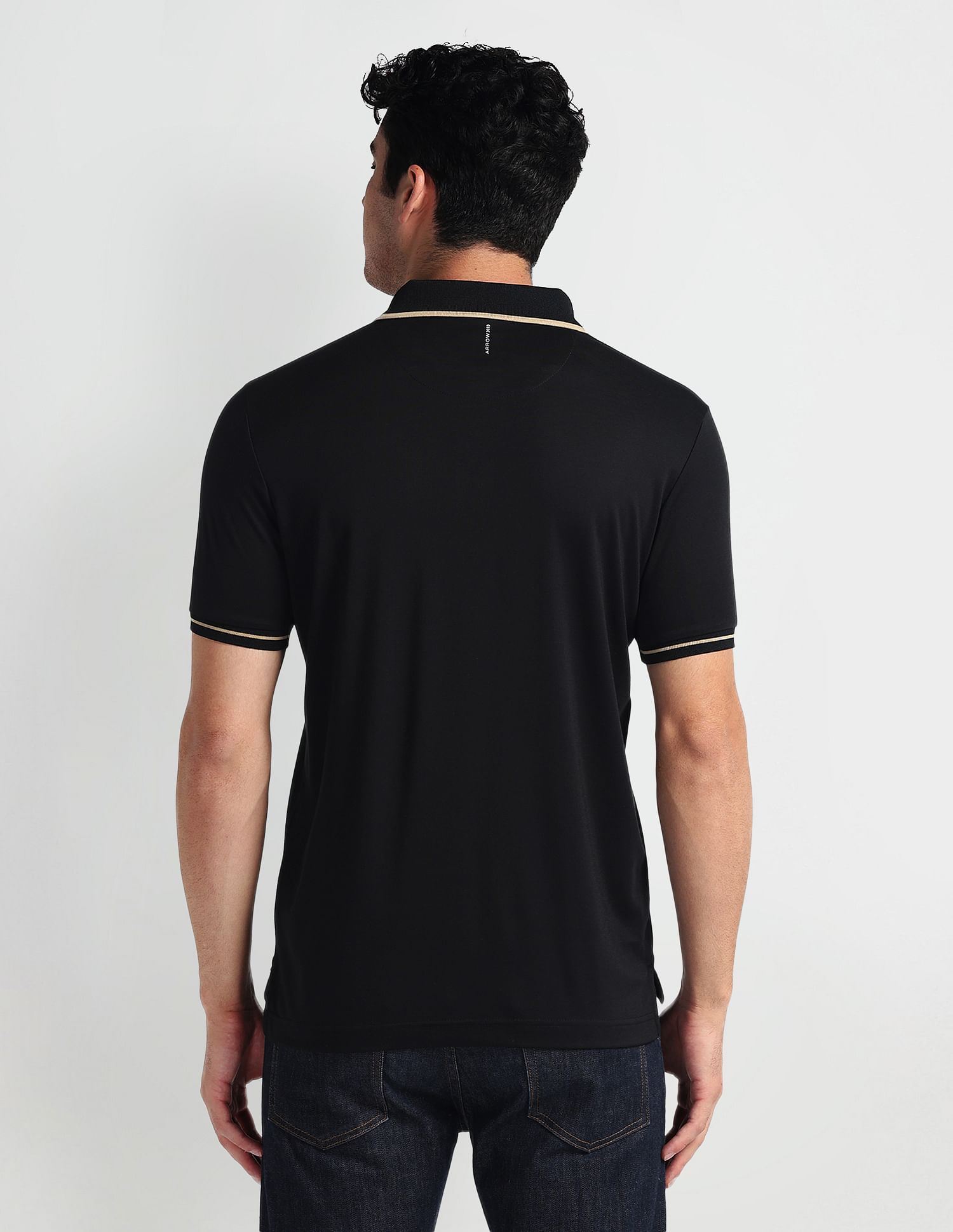 Arrow Newyork Striped Collar Cotton Polo Shirt