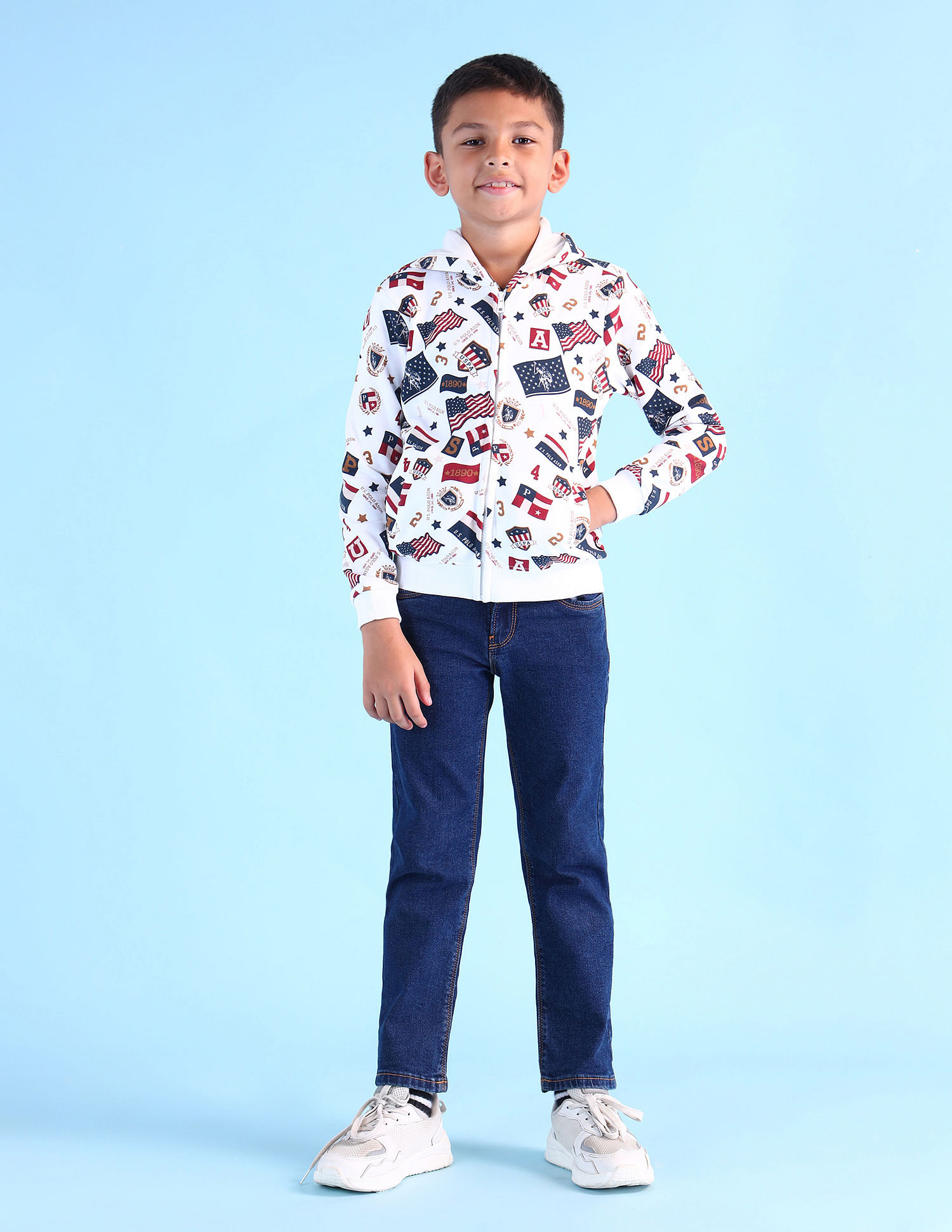 U.S. Polo Assn. Kids Boys Brand Printed Regular Fit Sweatshirt