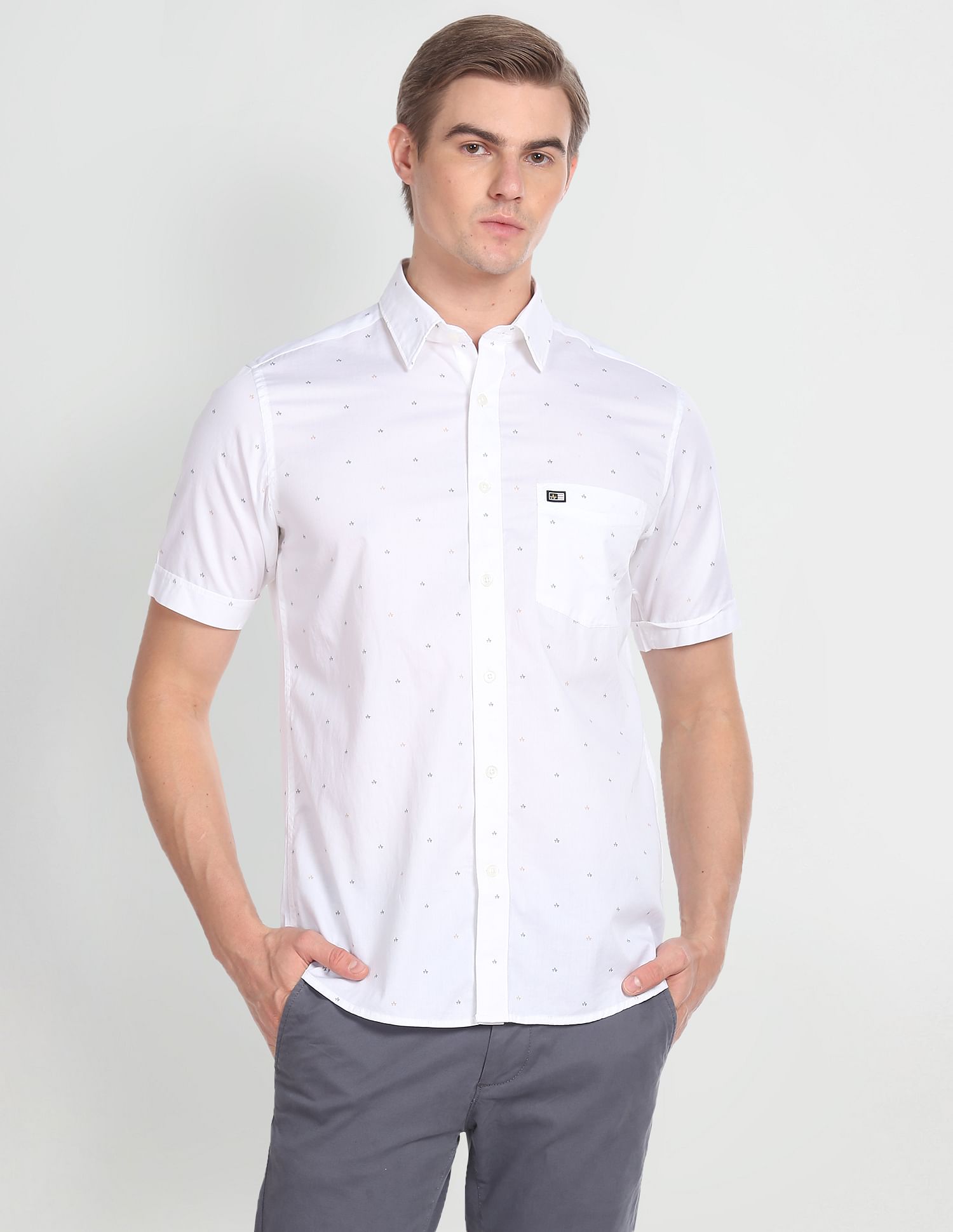 Arrow Sports Brand Print Twill Casual Shirt