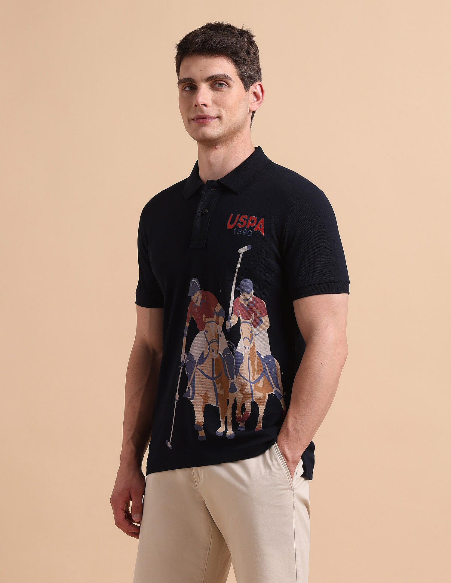 U.S. Polo Assn. Denim Co. Brand Printed Pure Cotton Polo Shirt