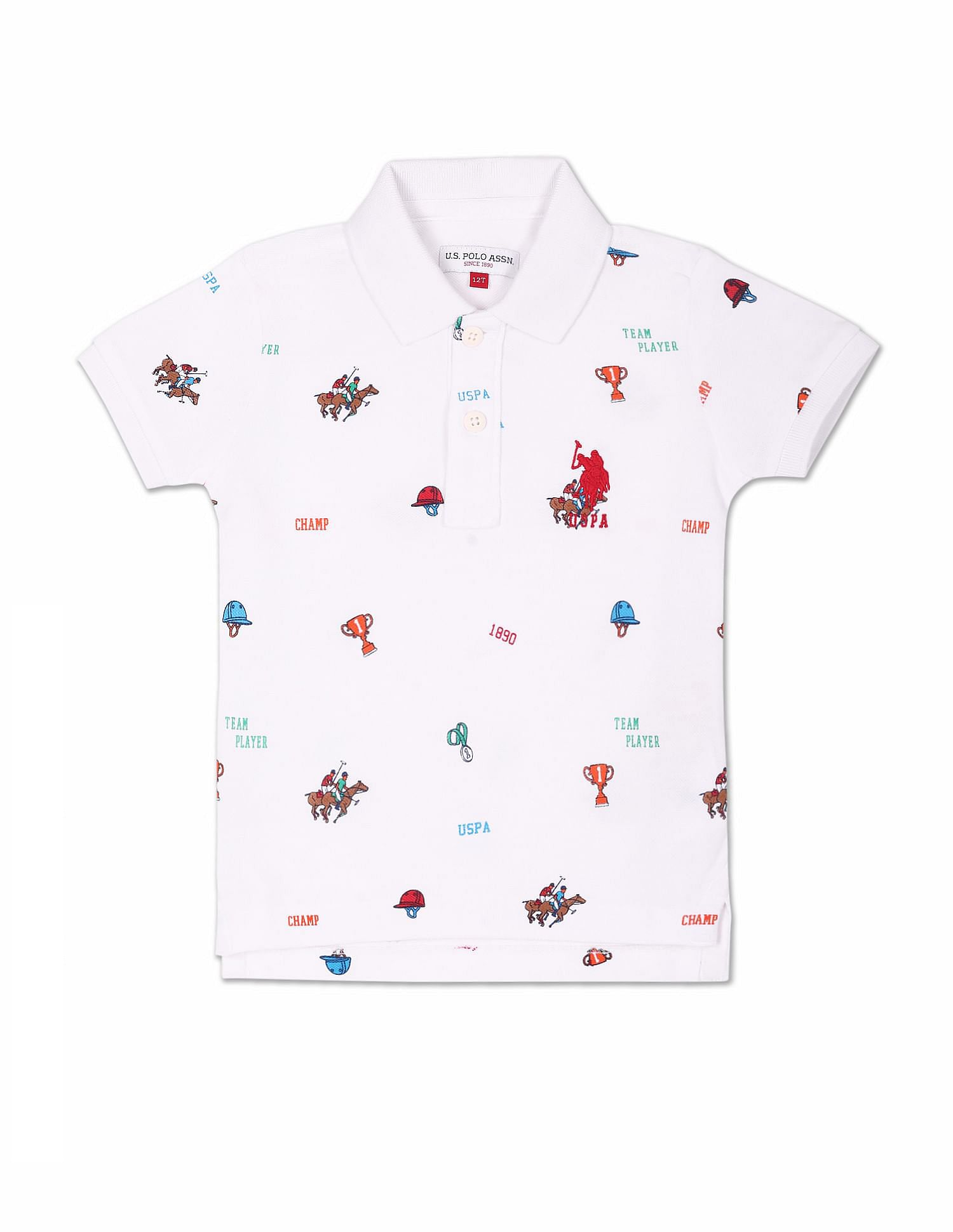 U.S. Polo Assn. Kids Boys Brand Print Cotton Polo Shirt