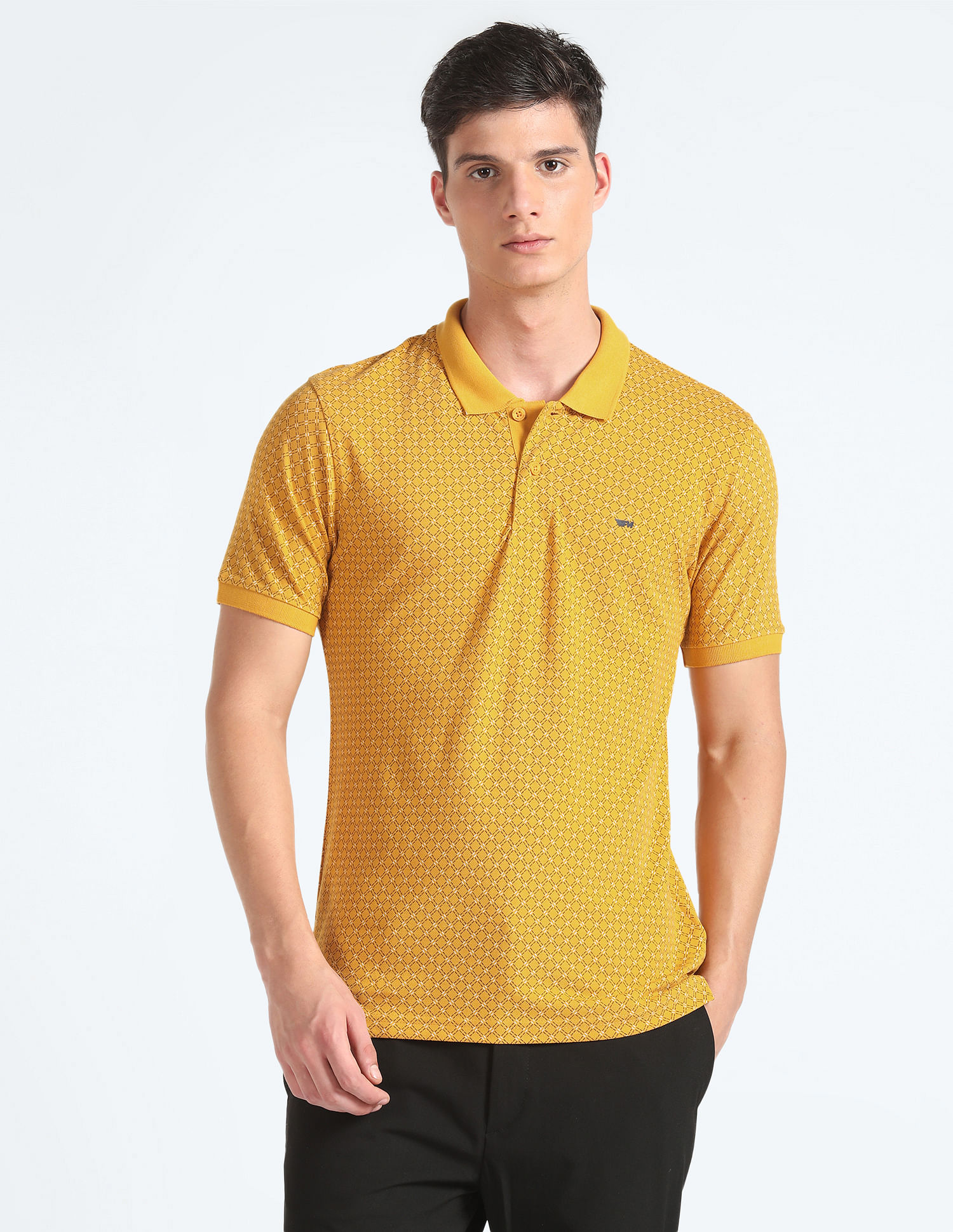 Flying Machine Pure Cotton Patterned Polo Shirt