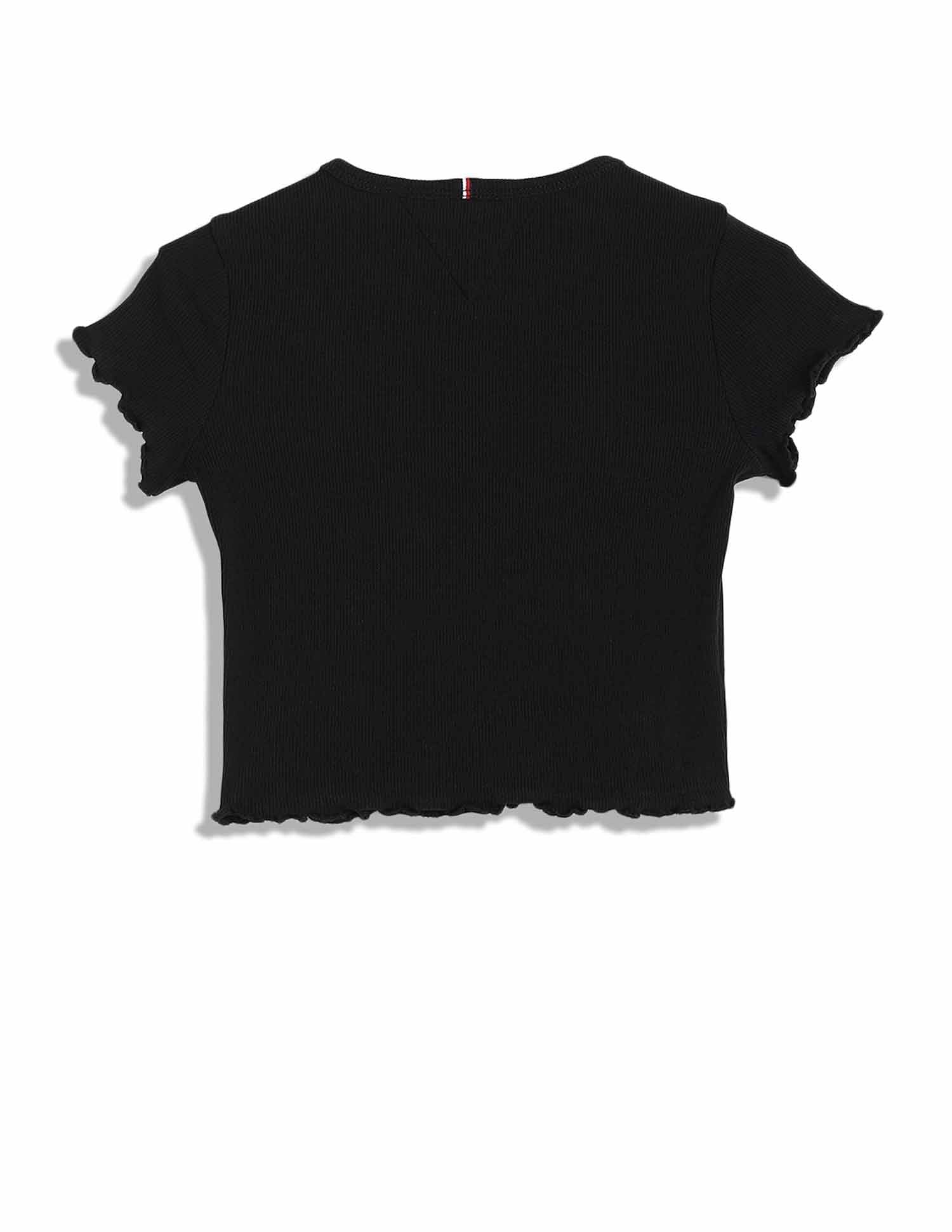 Tommy Hilfiger Kids Girls Texture Slim-Fit Cotton T-Shirt
