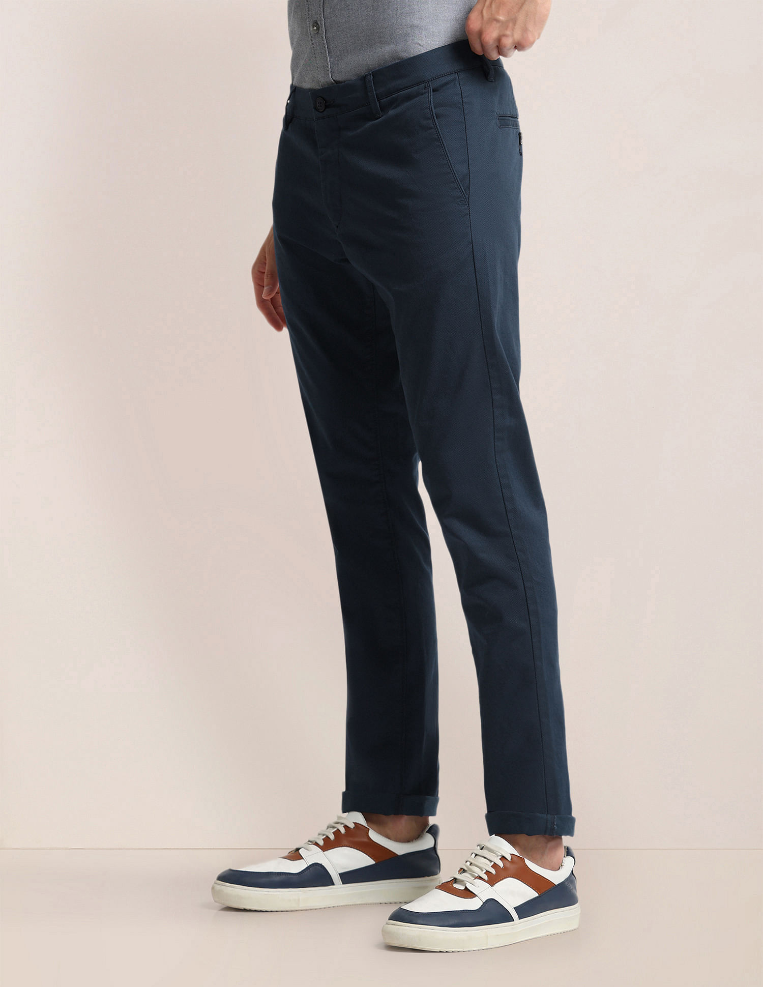 U.S. Polo Assn. Printed Slim Straight Fit Satin Trousers