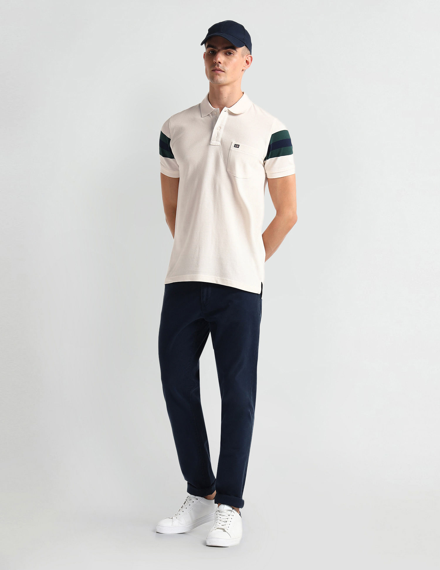 Arrow Sports Horizontal Stripe Pique Polo Shirt